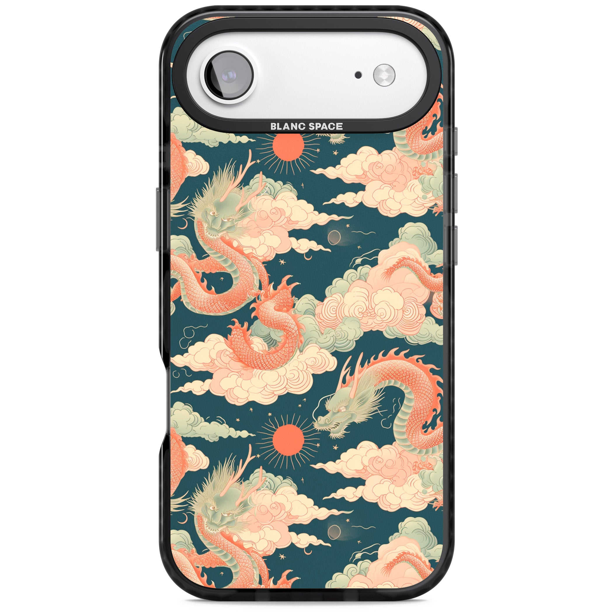 Chinese Dragons Clouds iPhone 17 Air Impact Pro Black Phone Case