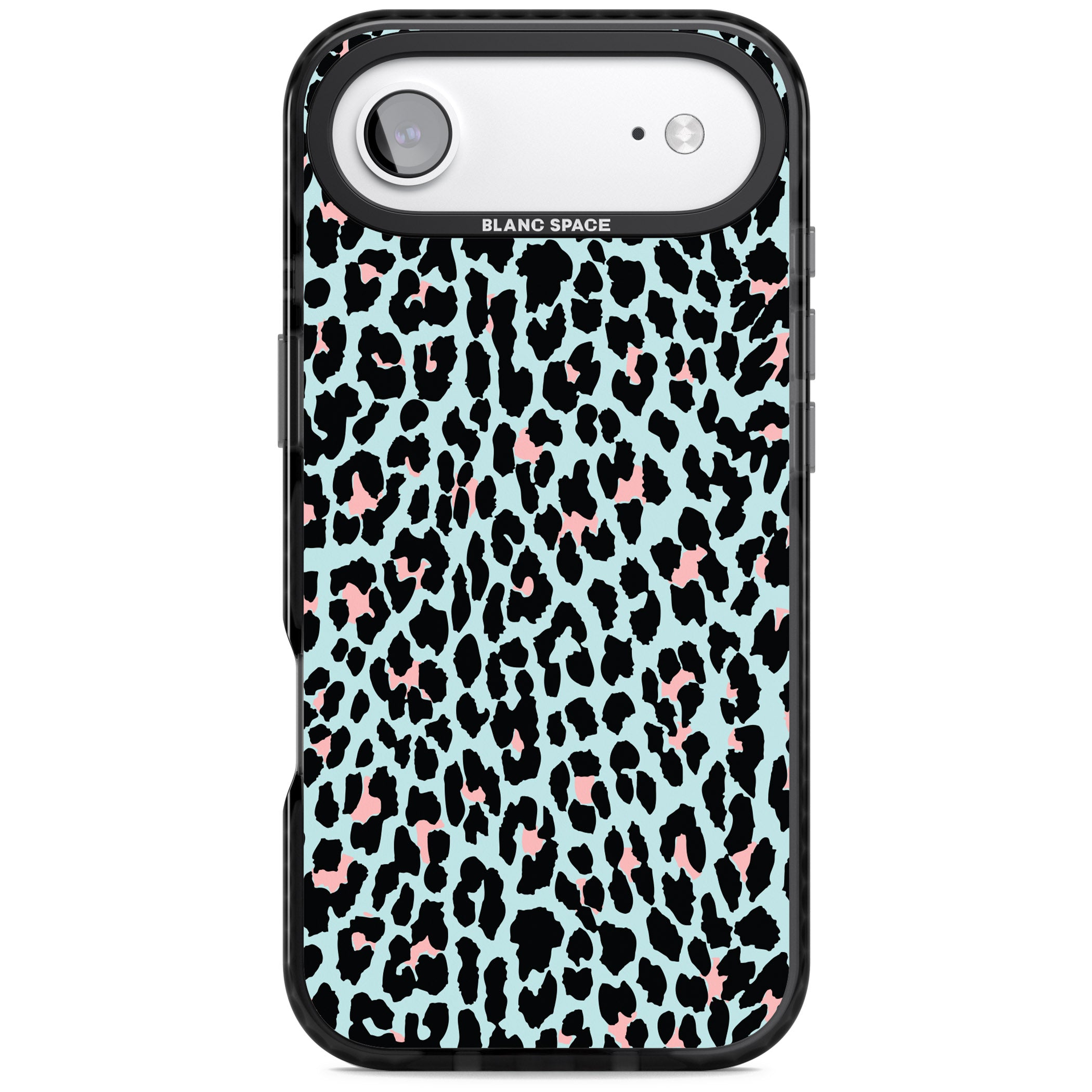 Pastel Blue & Pink Leopard Print iPhone 17 Air Impact Pro Black Phone Case