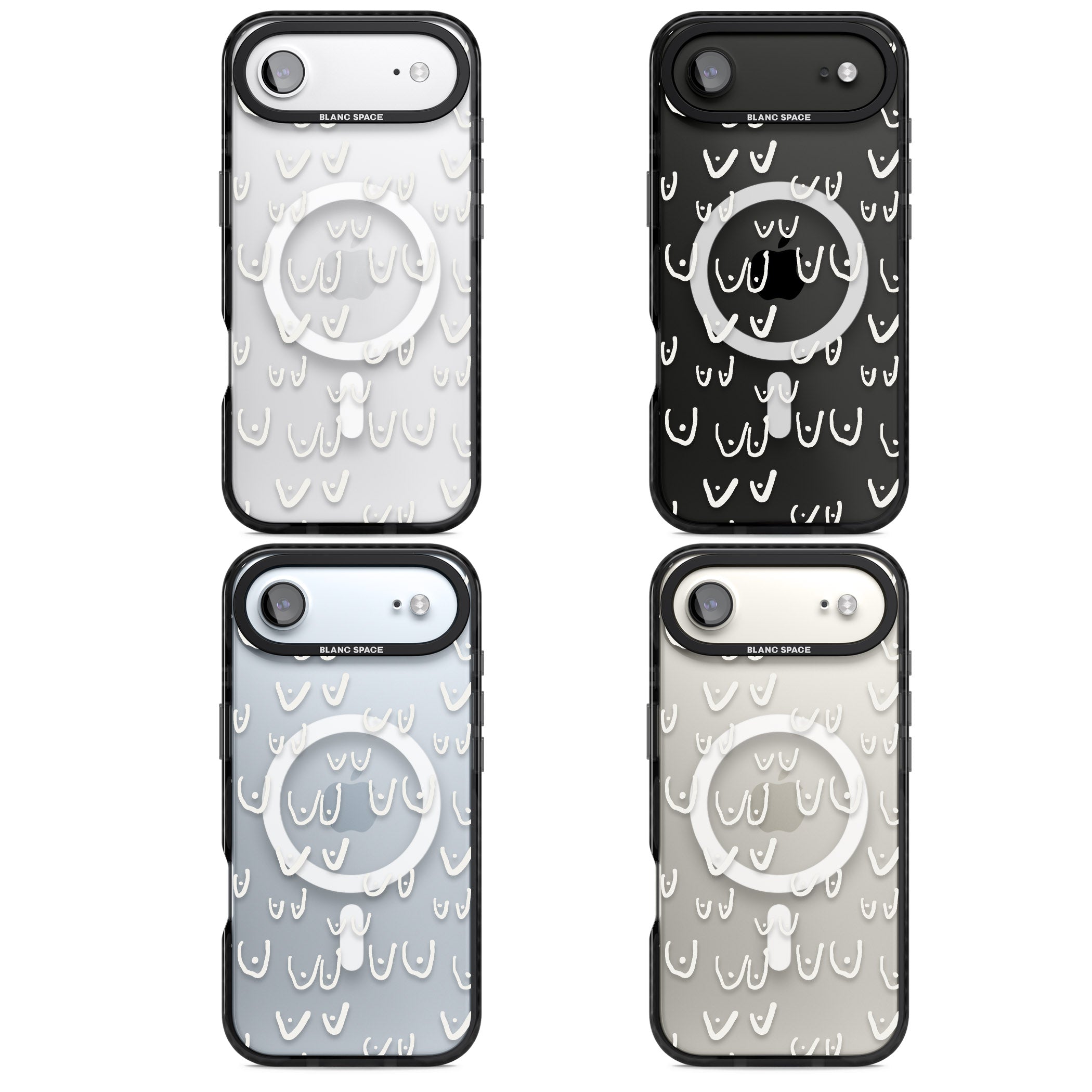 Boob Pattern (White) iPhone 17 Air Impact Pro Black Phone Case APT Impact Protection