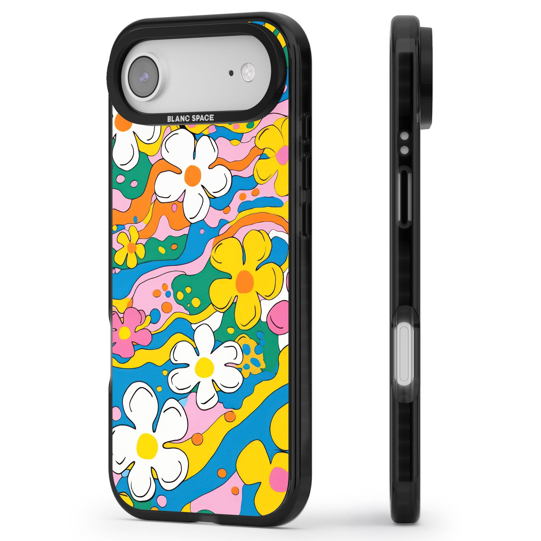 Vibrant Bloom iPhone 17 Air Impact Pro Black Phone Case Side Profile