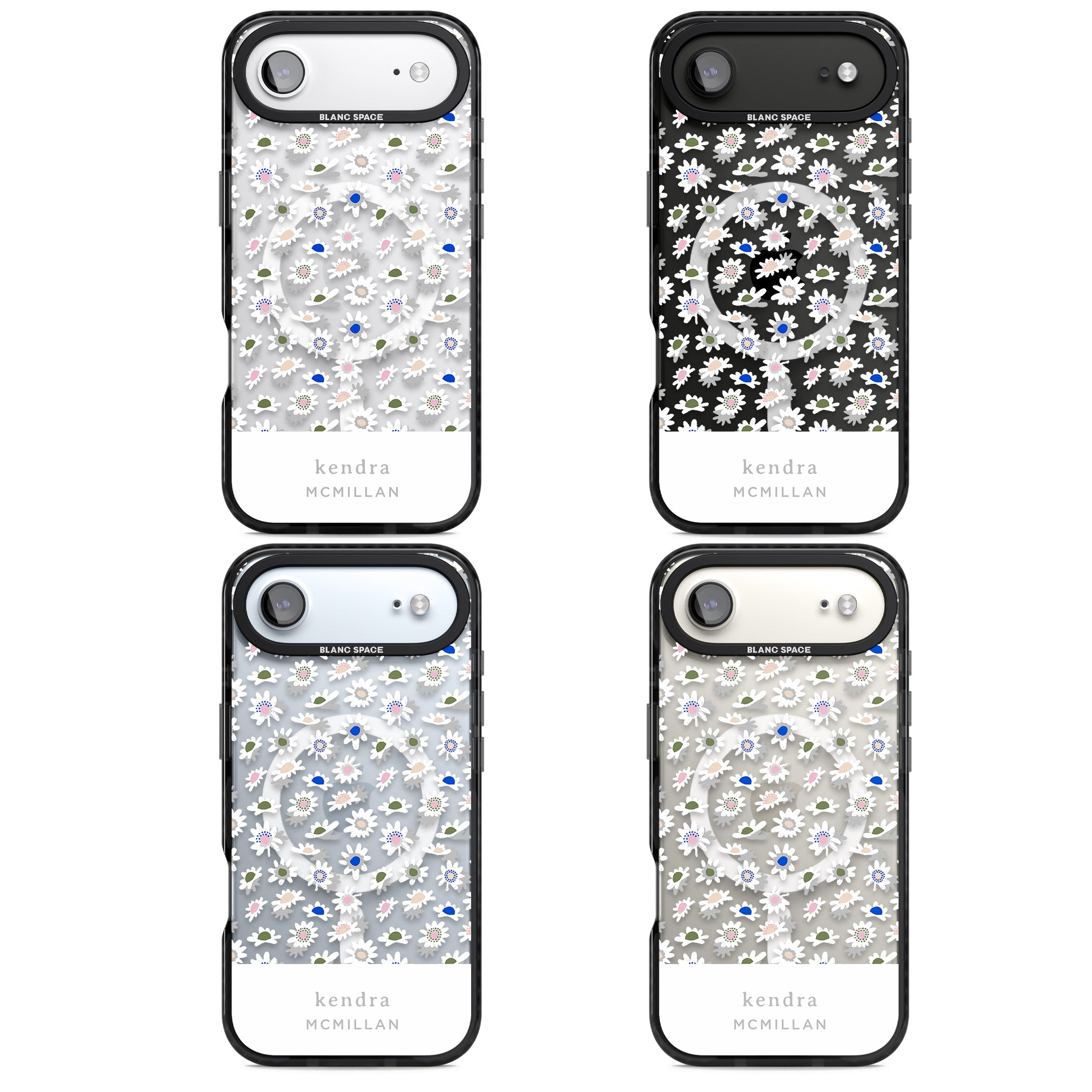 Personalised Grey & White Daisies iPhone 17 Air Impact Pro Black Phone Case APT Impact Protection