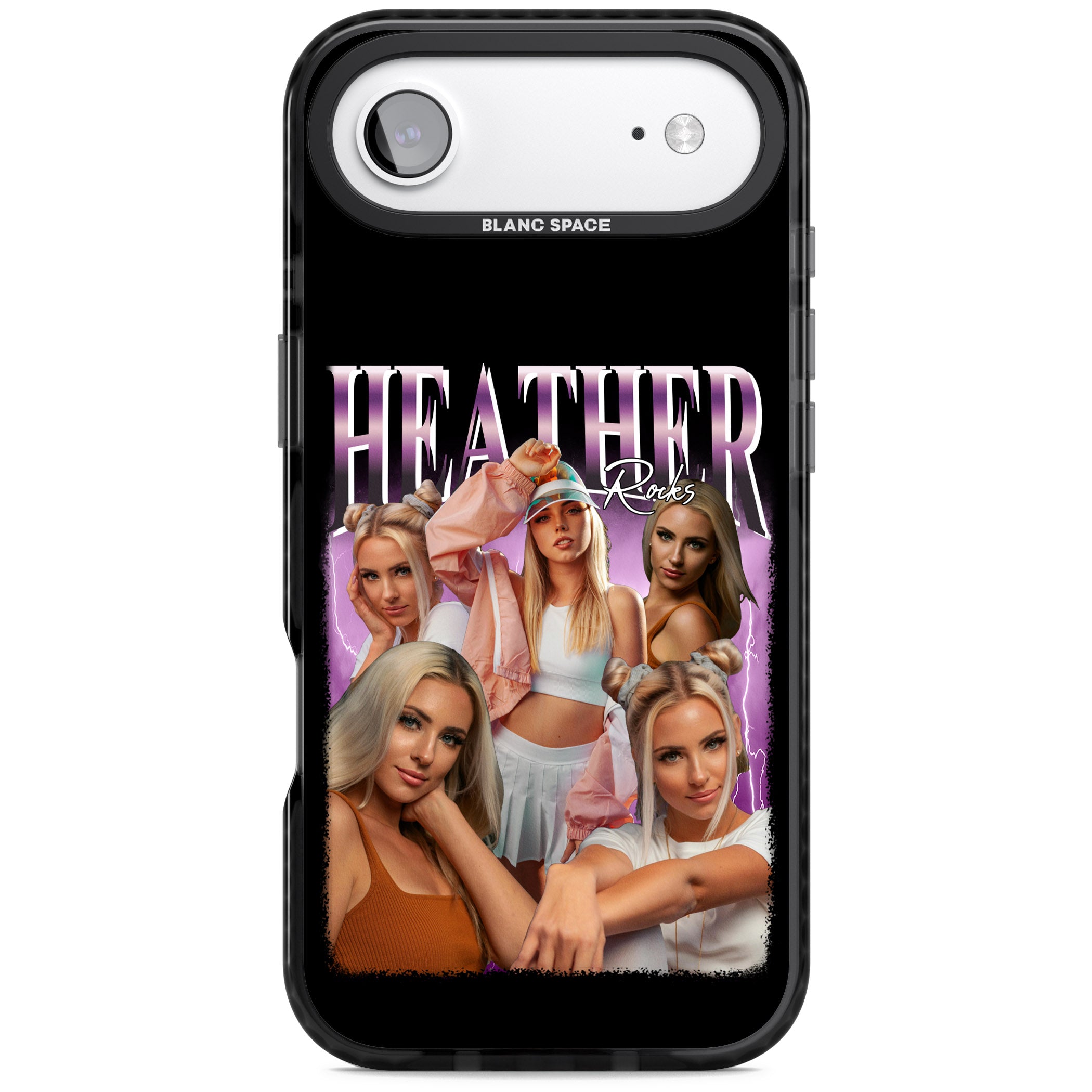 Personalised Airbrush Name & Photo Collage (Pink) iPhone 17 Air Impact Pro Black Phone Case