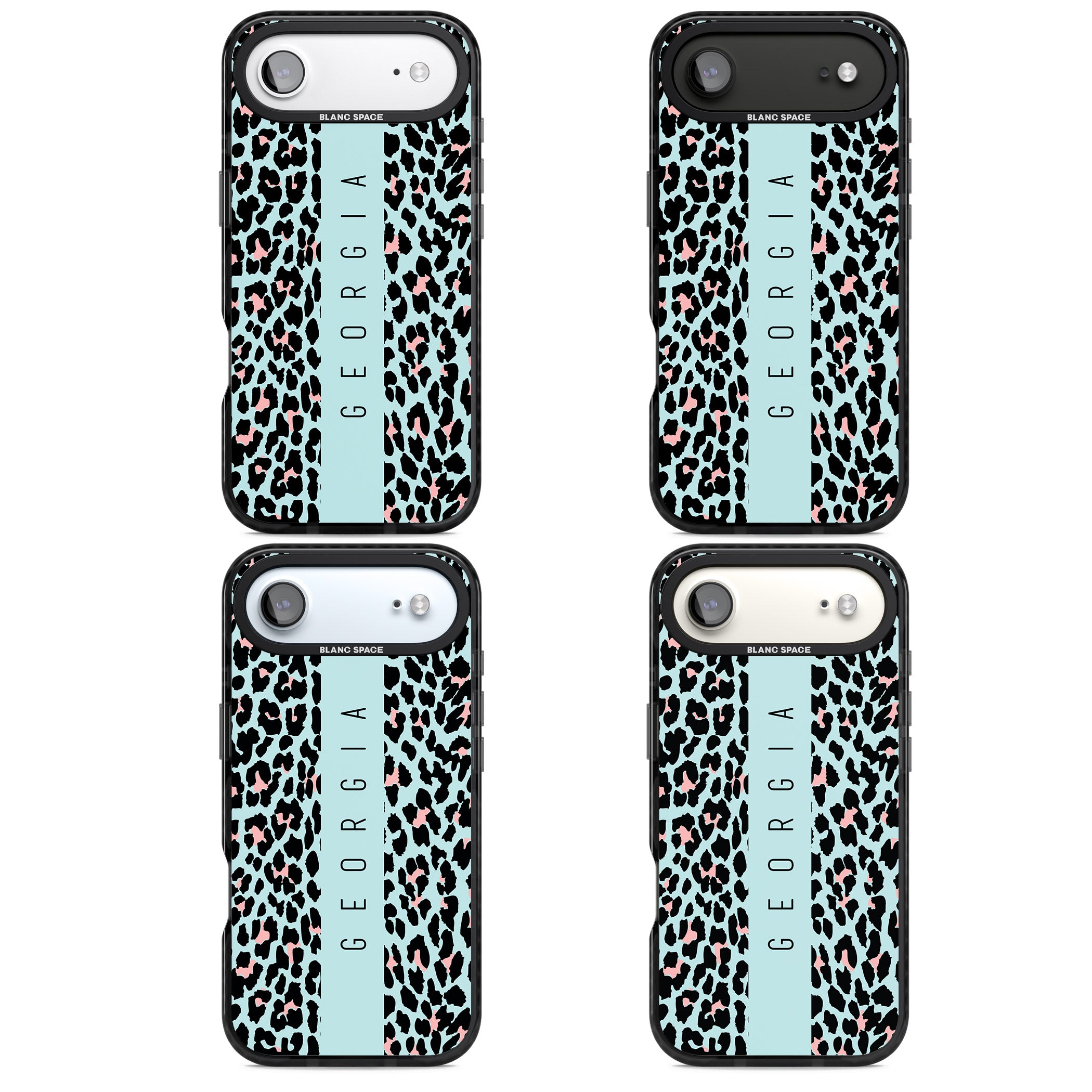 Personalised Blue Leopard iPhone 17 Air Impact Pro Black Phone Case APT Impact Protection