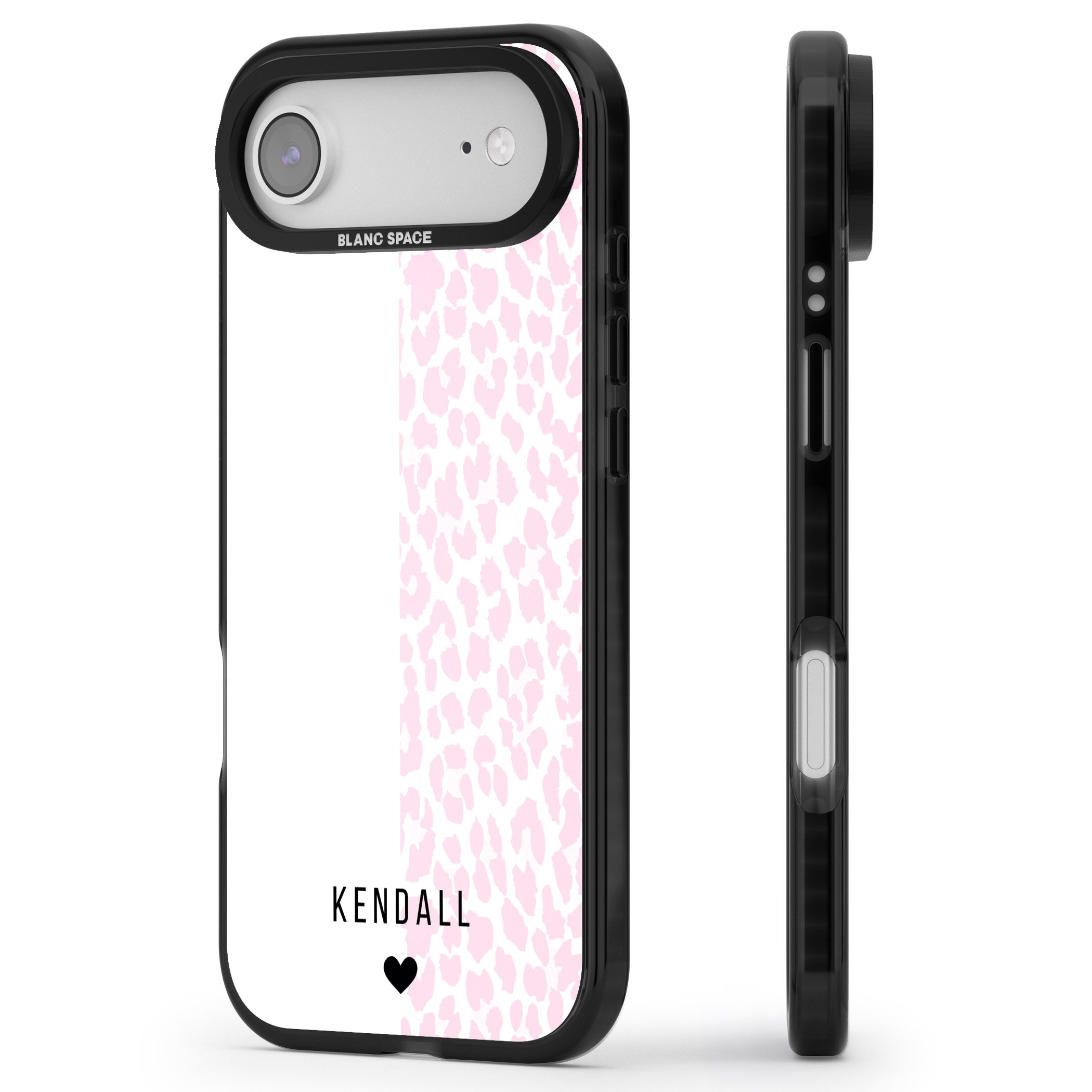 Personalised Pink Leopard iPhone 17 Air Impact Pro Black Phone Case Side Profile