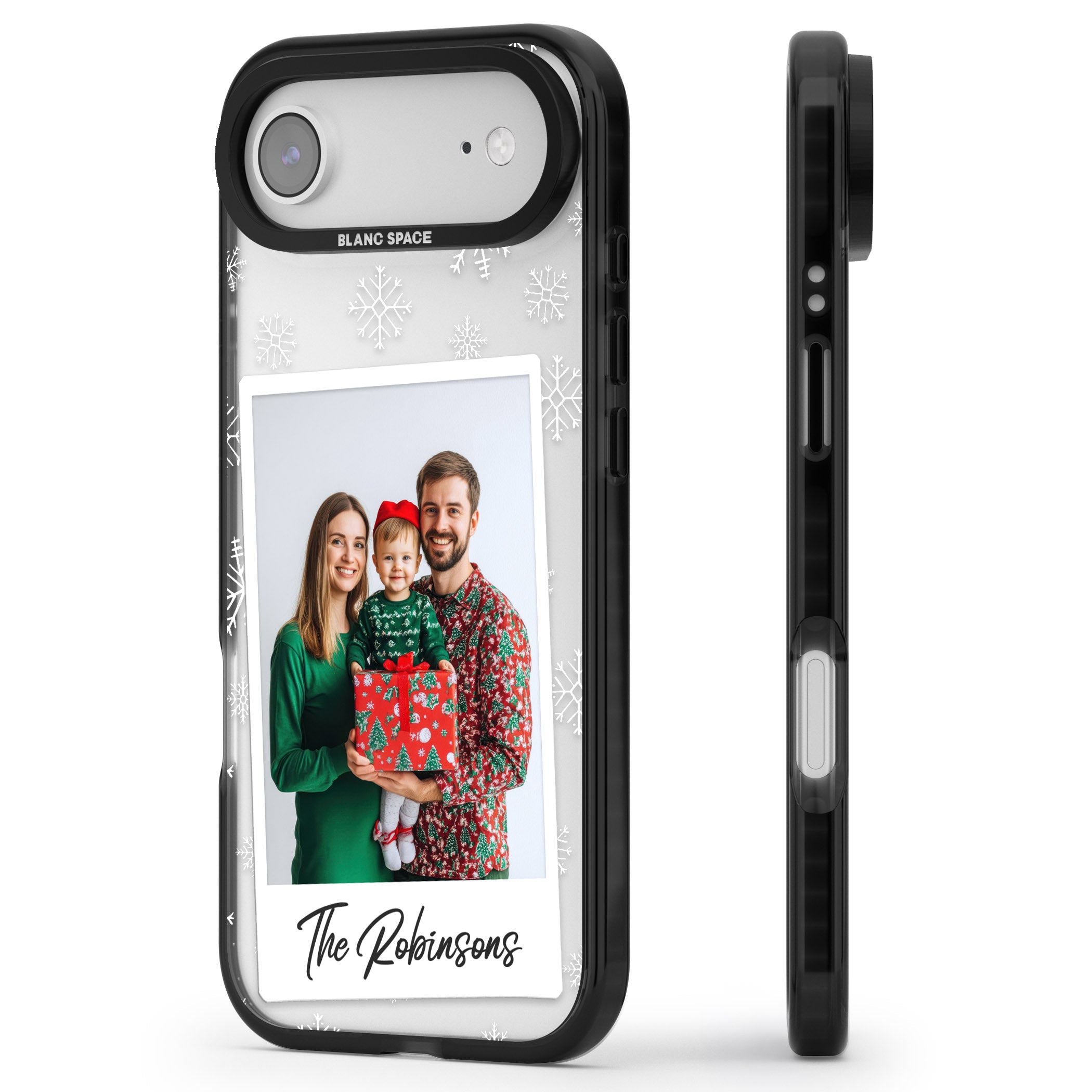 Personalised Snowflake Photo iPhone 17 Air Impact Pro Black Phone Case Side Profile