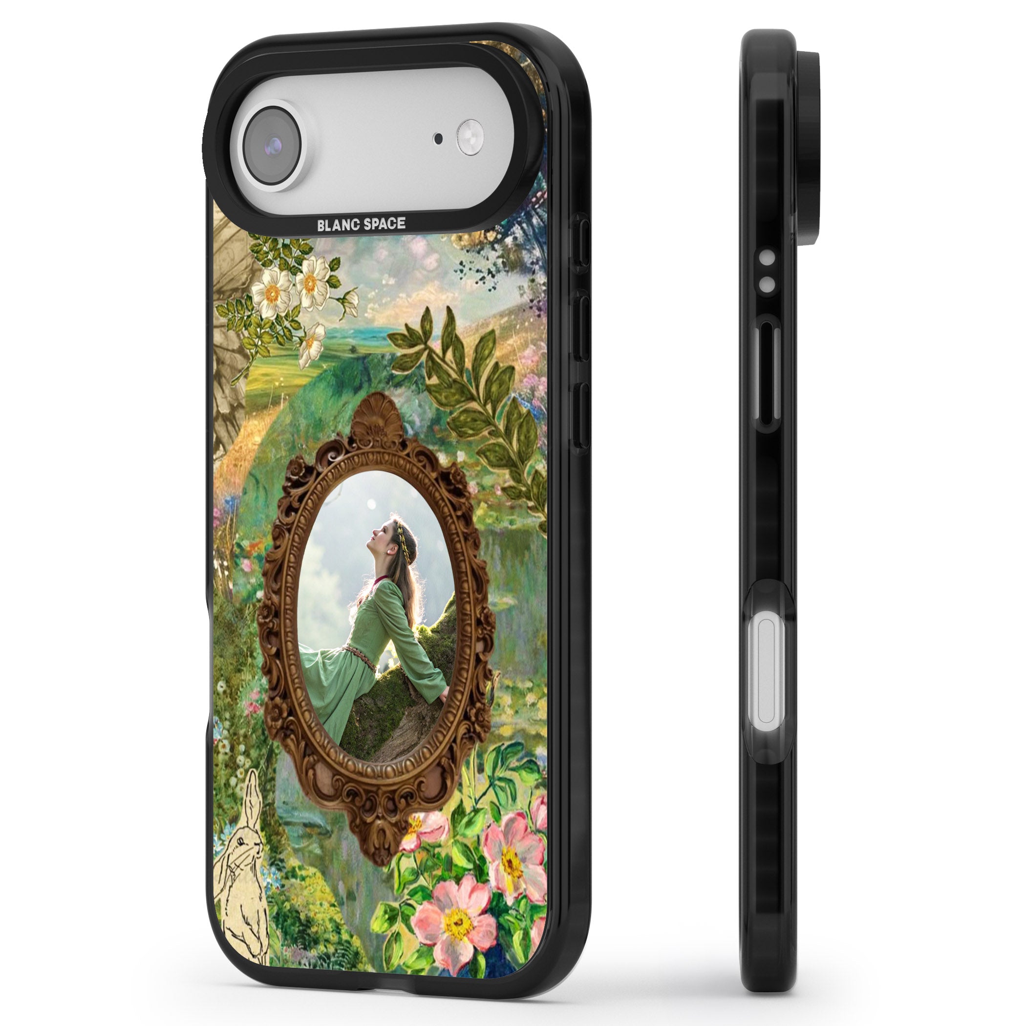 Personalised Meadow Frame iPhone 17 Air Impact Pro Black Phone Case Side Profile