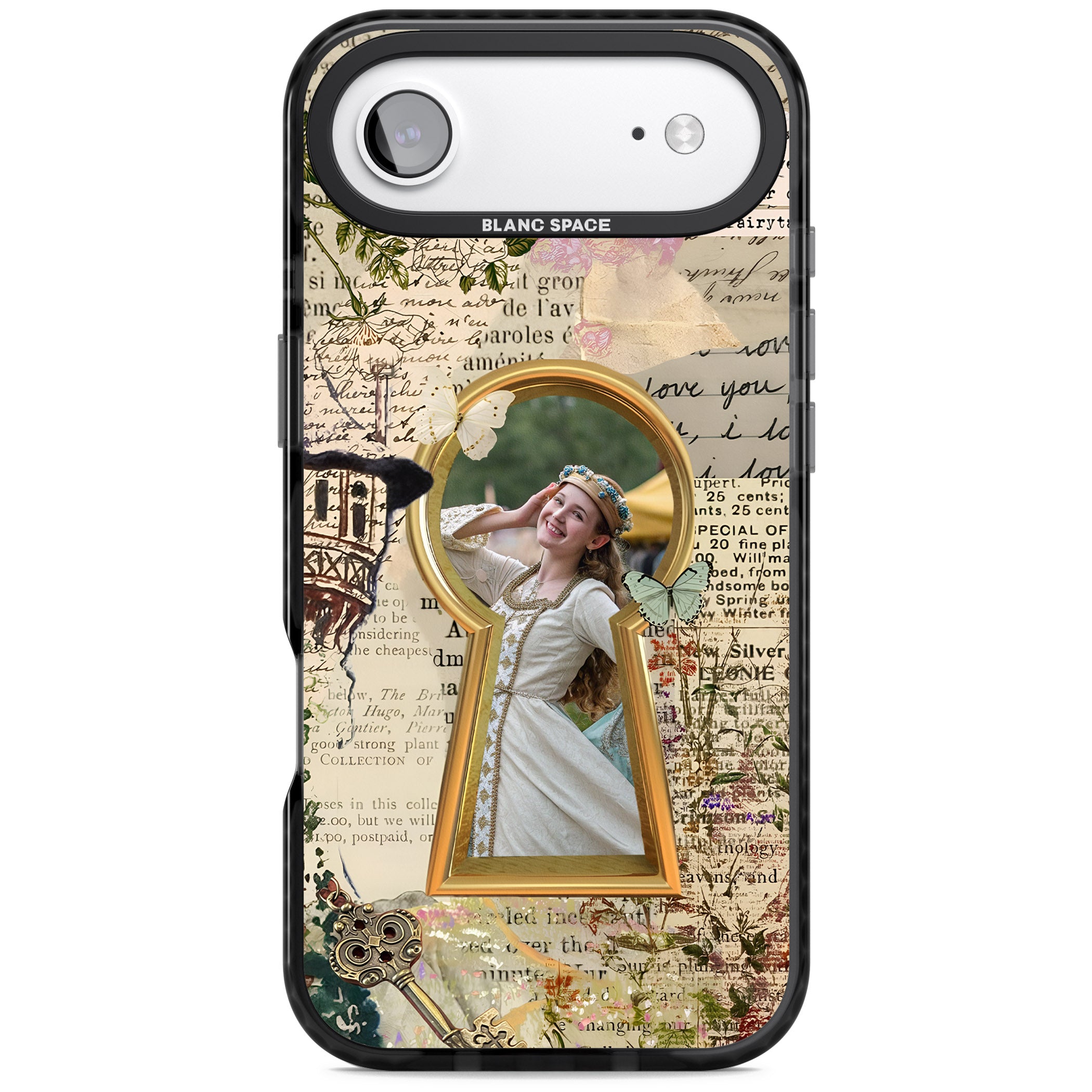 Personalised Bookpage Keyhole Frame iPhone 17 Air Impact Pro Black Phone Case