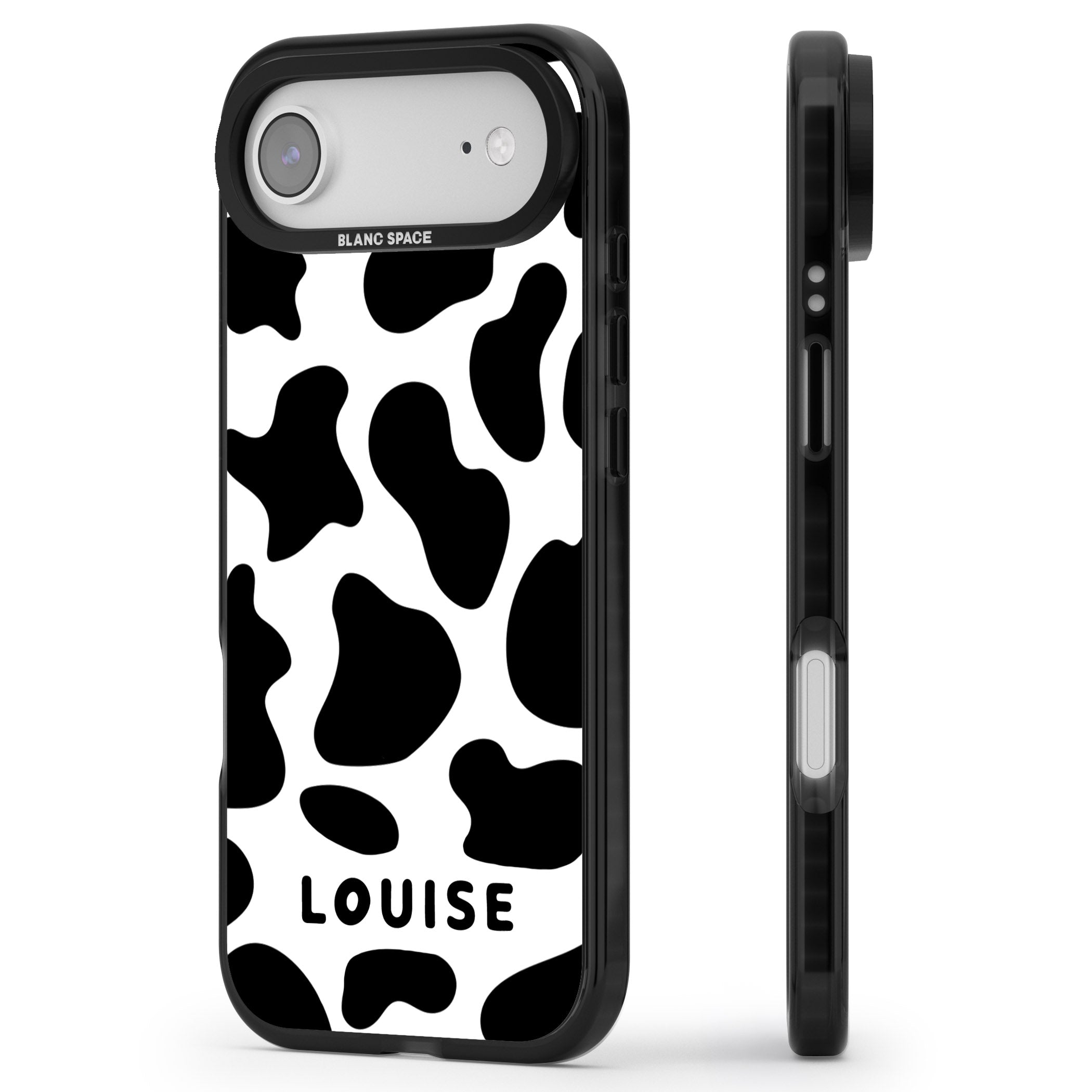 Personalised Cow Print iPhone 17 Air Impact Pro Black Phone Case Side Profile