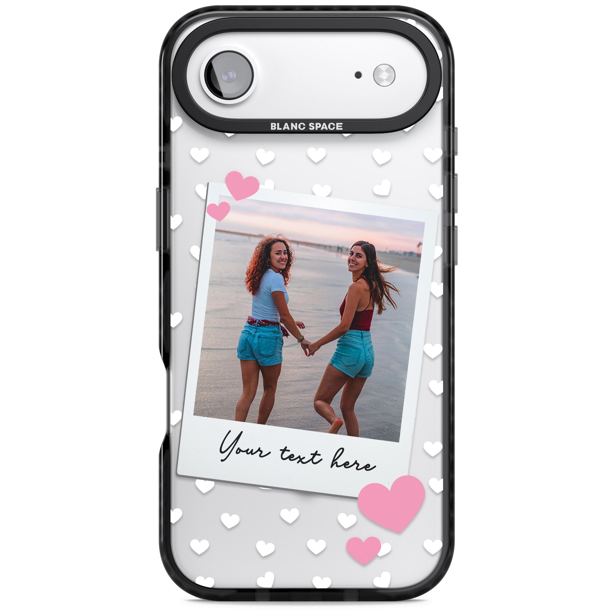 Personalised Hearts Instant Camera Photo iPhone 17 Air Impact Pro Black Phone Case