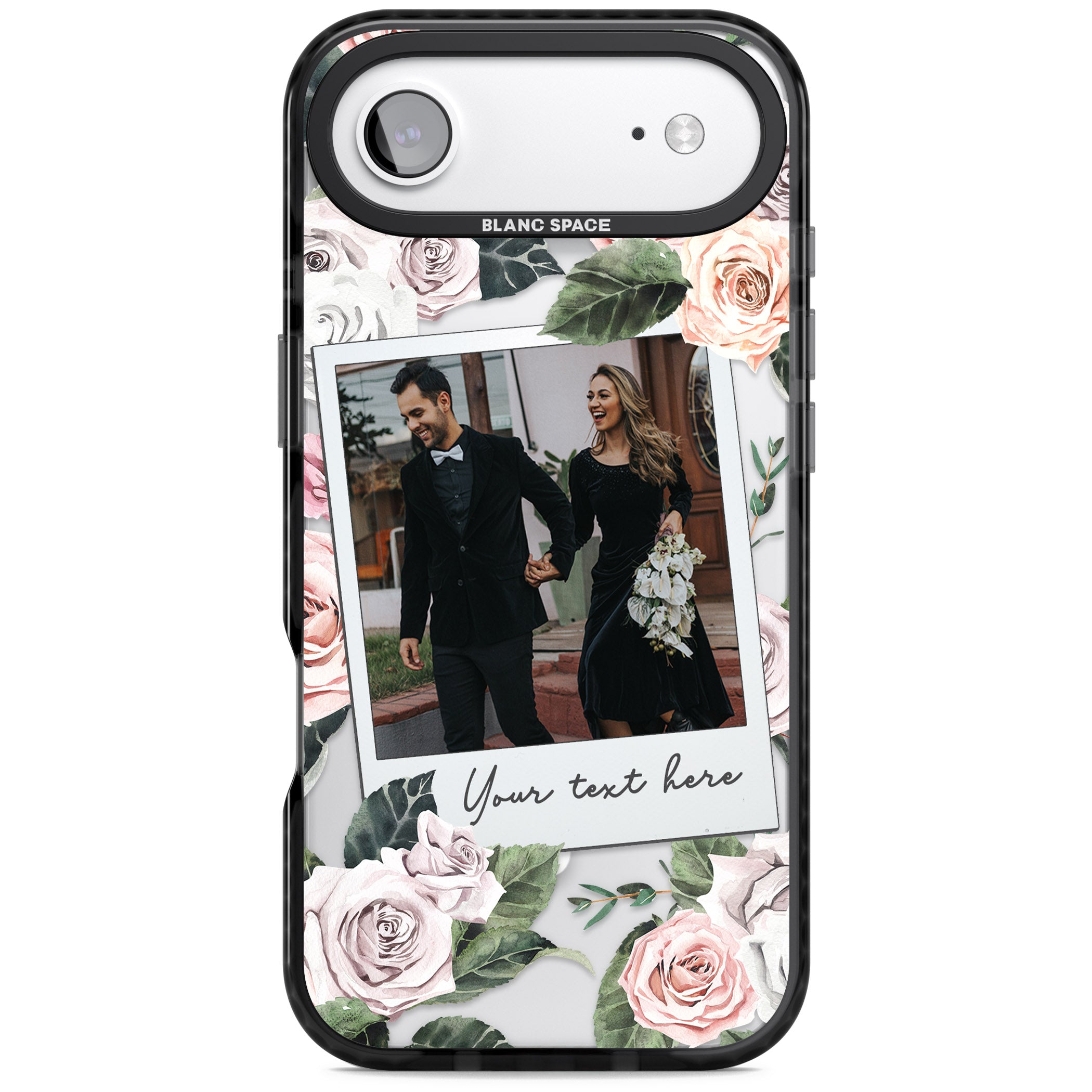Personalised Floral Instant Camera Photo iPhone 17 Air Impact Pro Black Phone Case