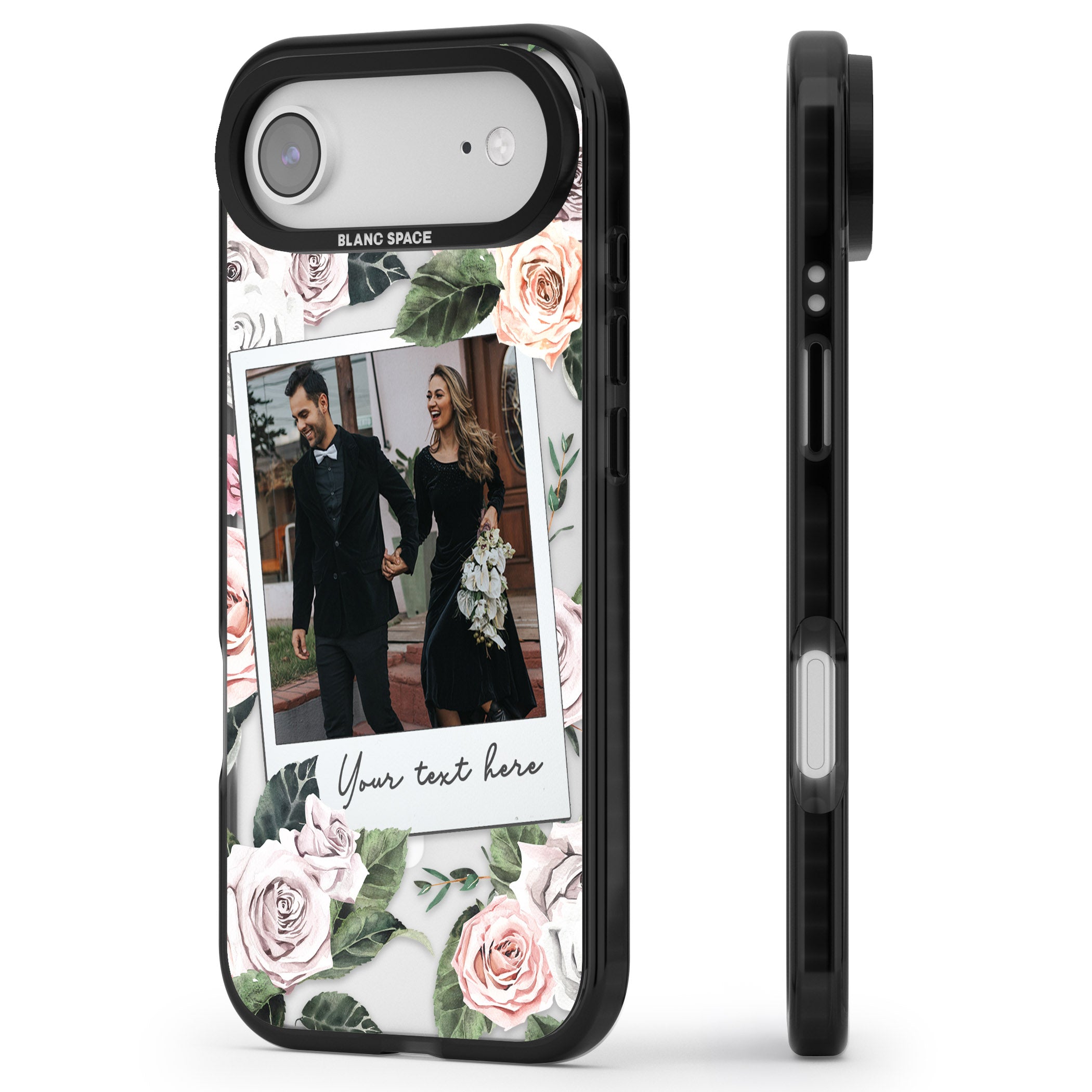 Personalised Floral Instant Camera Photo iPhone 17 Air Impact Pro Black Phone Case Side Profile