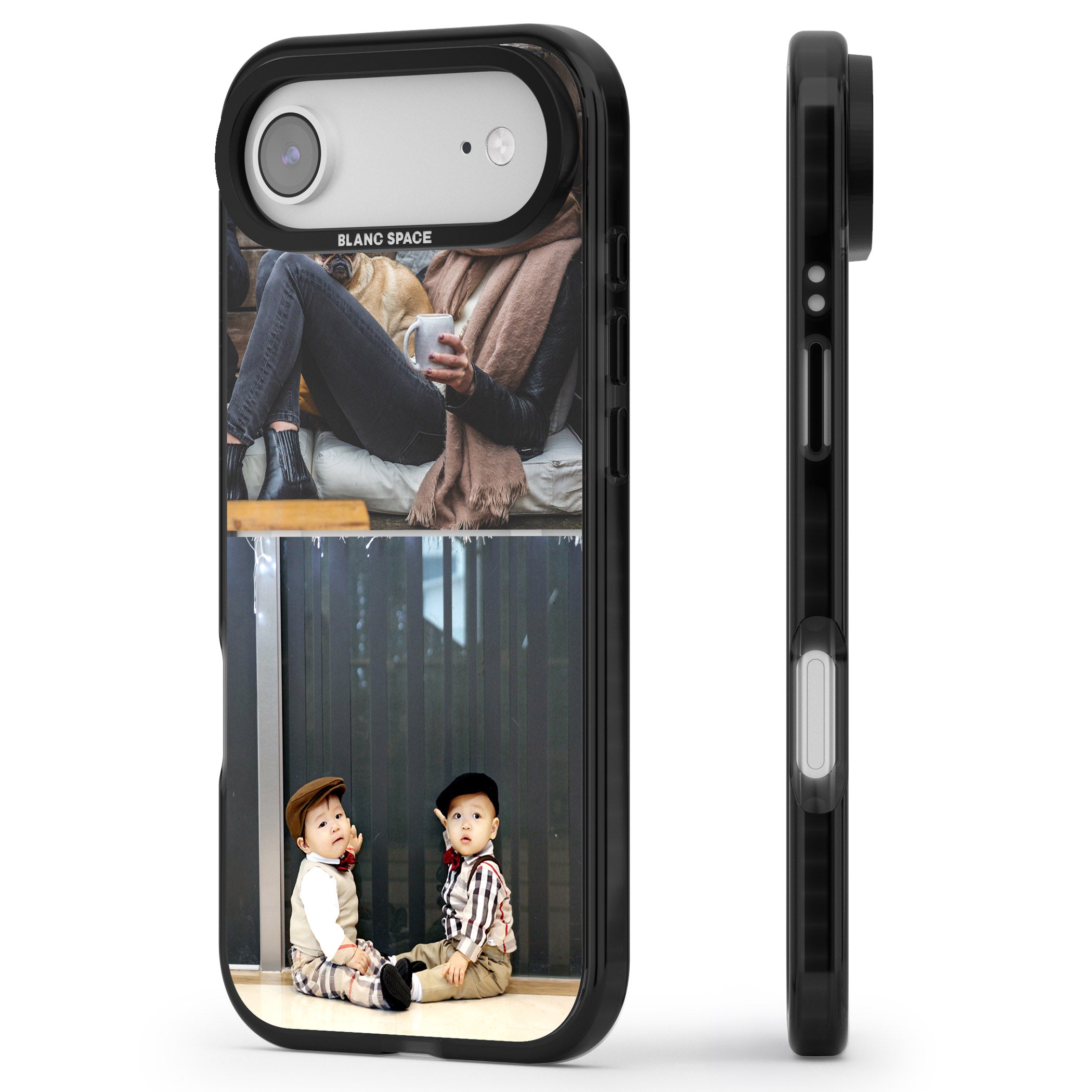 Personalised 2 Photo Grid iPhone 17 Air Impact Pro Black Phone Case Side Profile