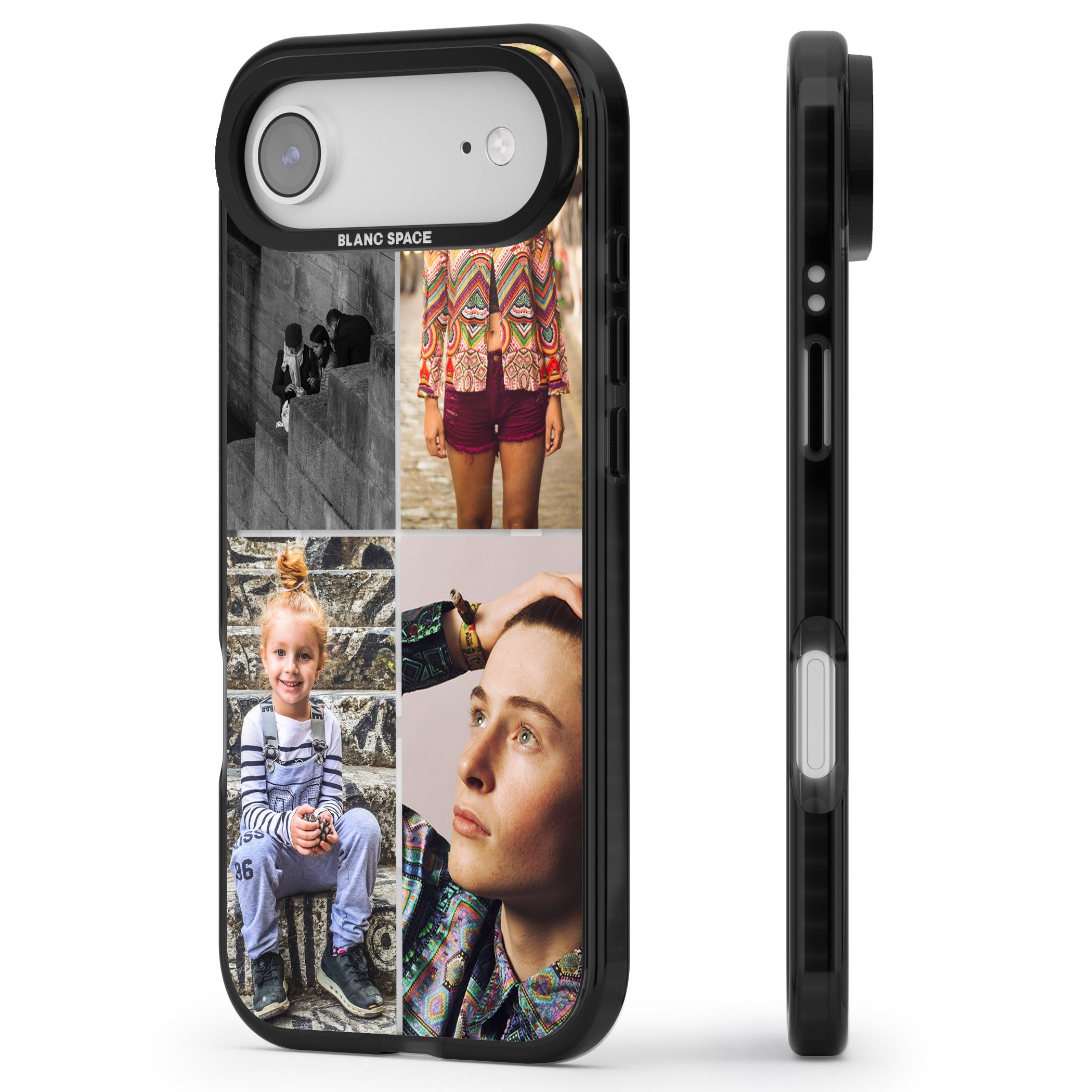 Personalised 4 Photo Grid iPhone 17 Air Impact Pro Black Phone Case Side Profile