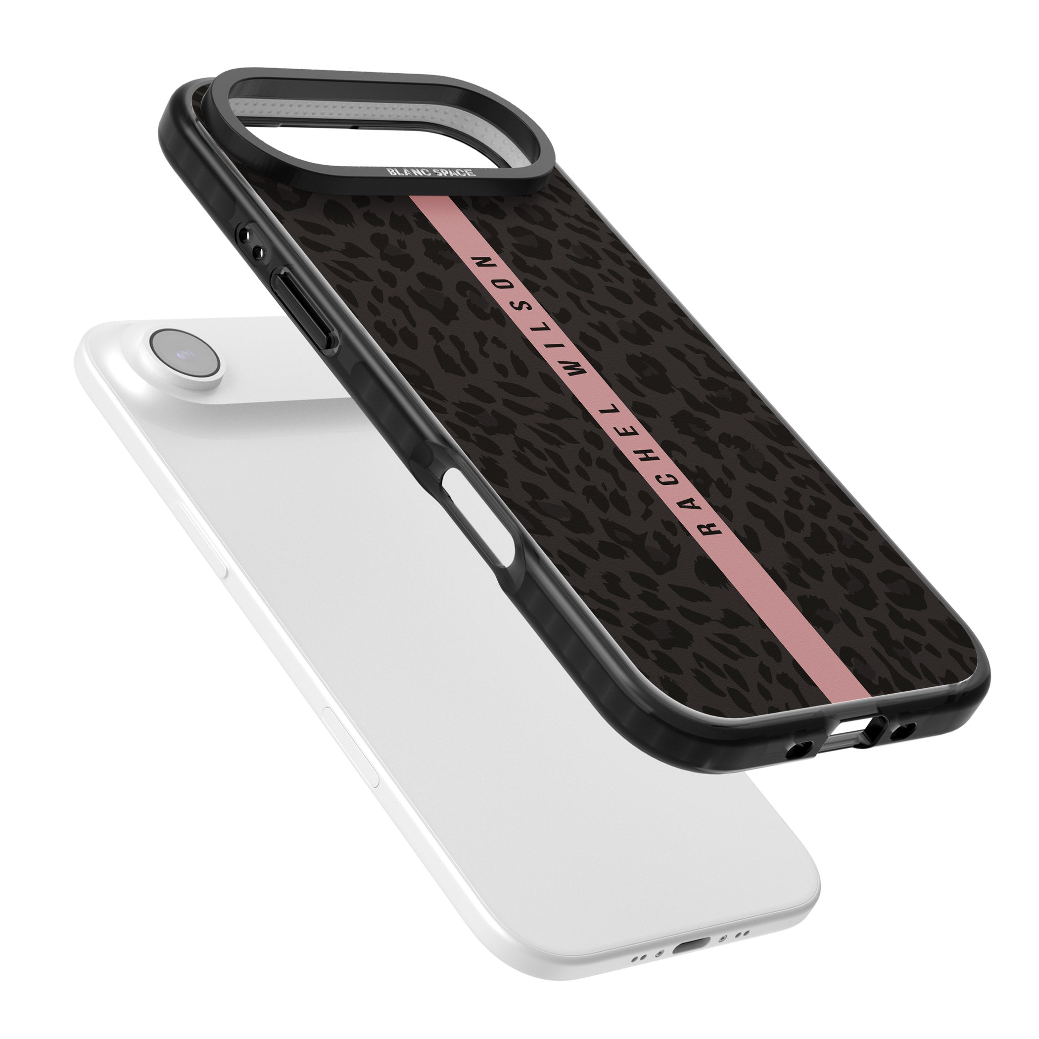Personalised Pink Stripe Leopard iPhone 17 Air Impact Pro Black Phone Case Colours