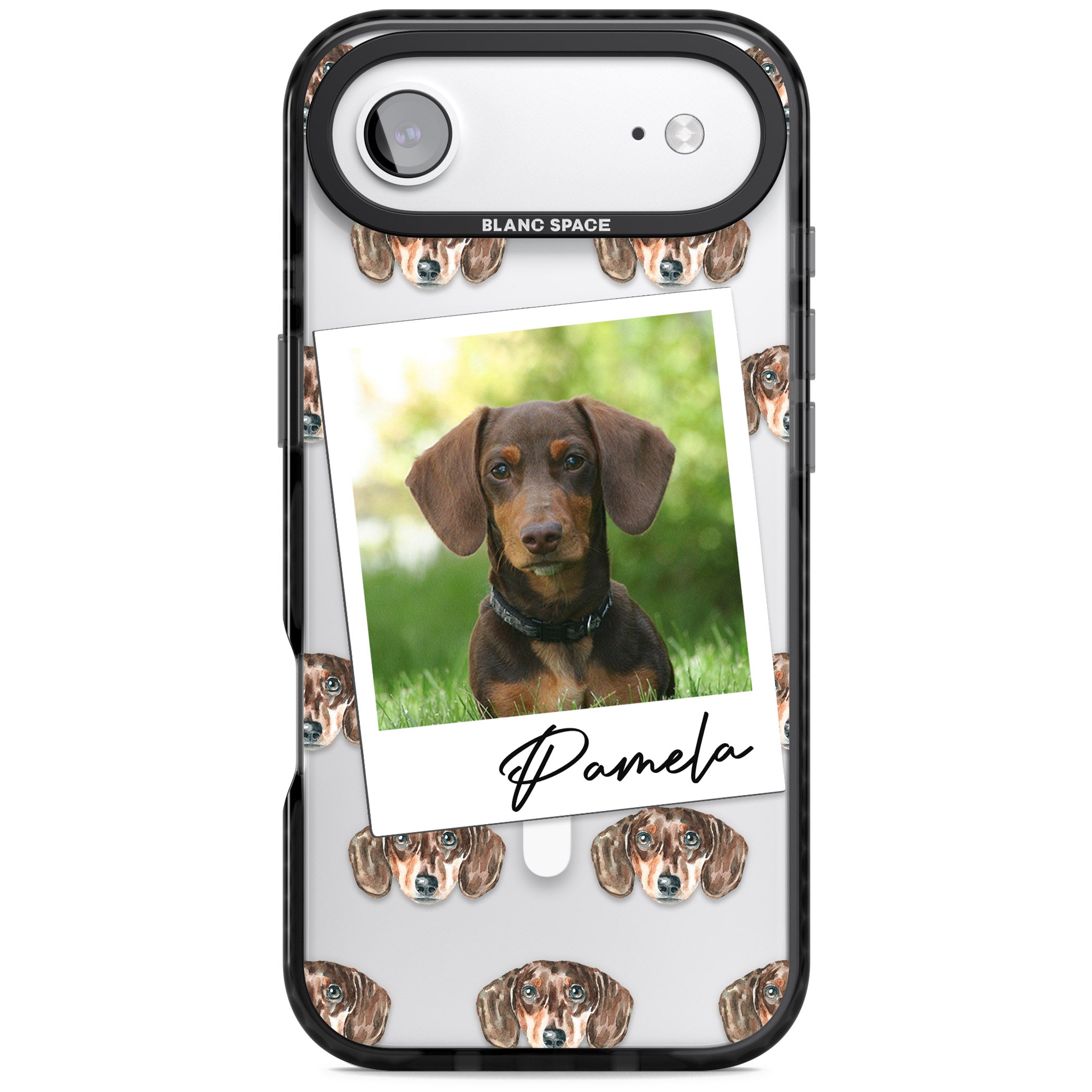 Personalised Brown Dachshund Instant Camera Photo iPhone 17 Air Impact Pro Black Phone Case