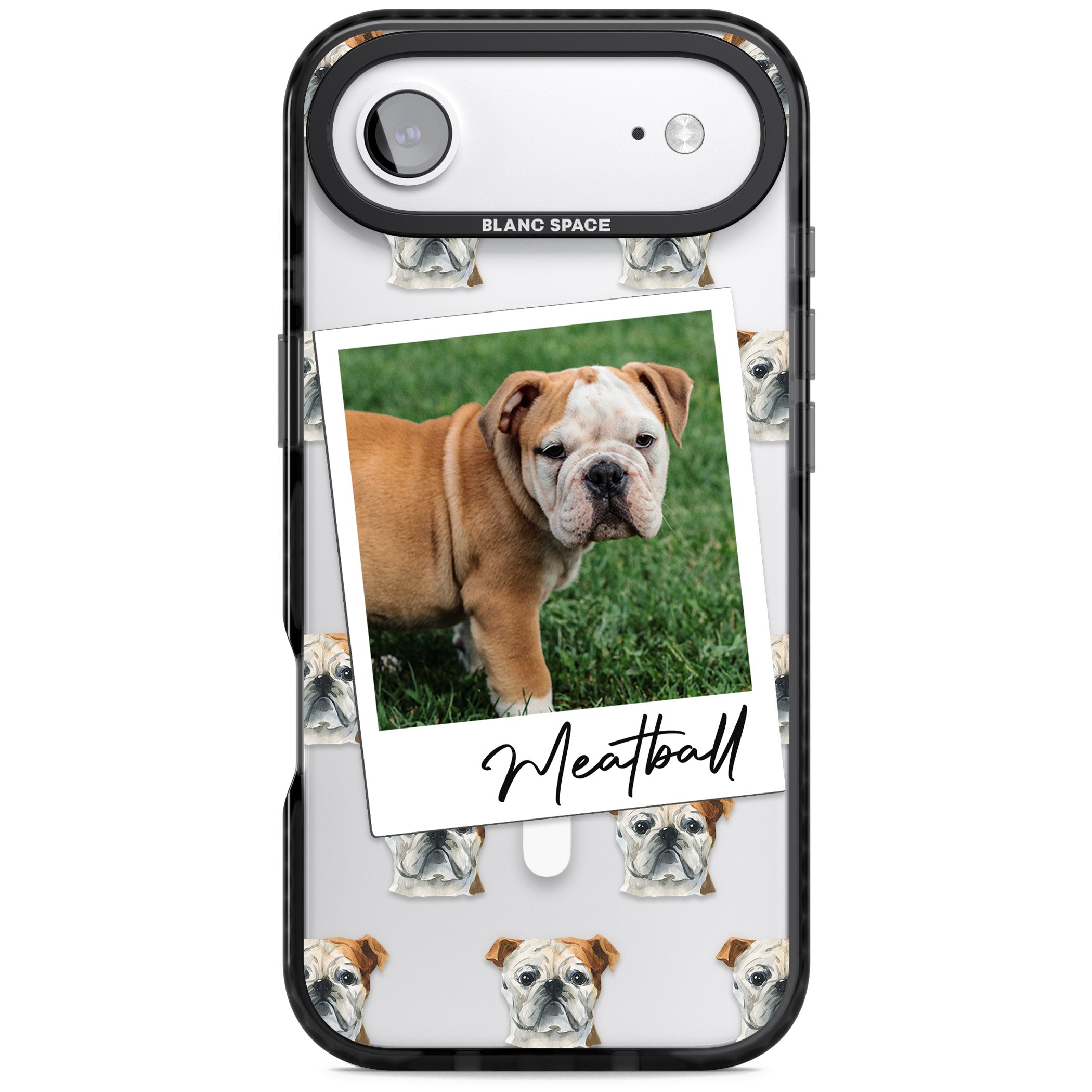 Personalised English Bulldog Instant Camera Photo iPhone 17 Air Impact Pro Black Phone Case