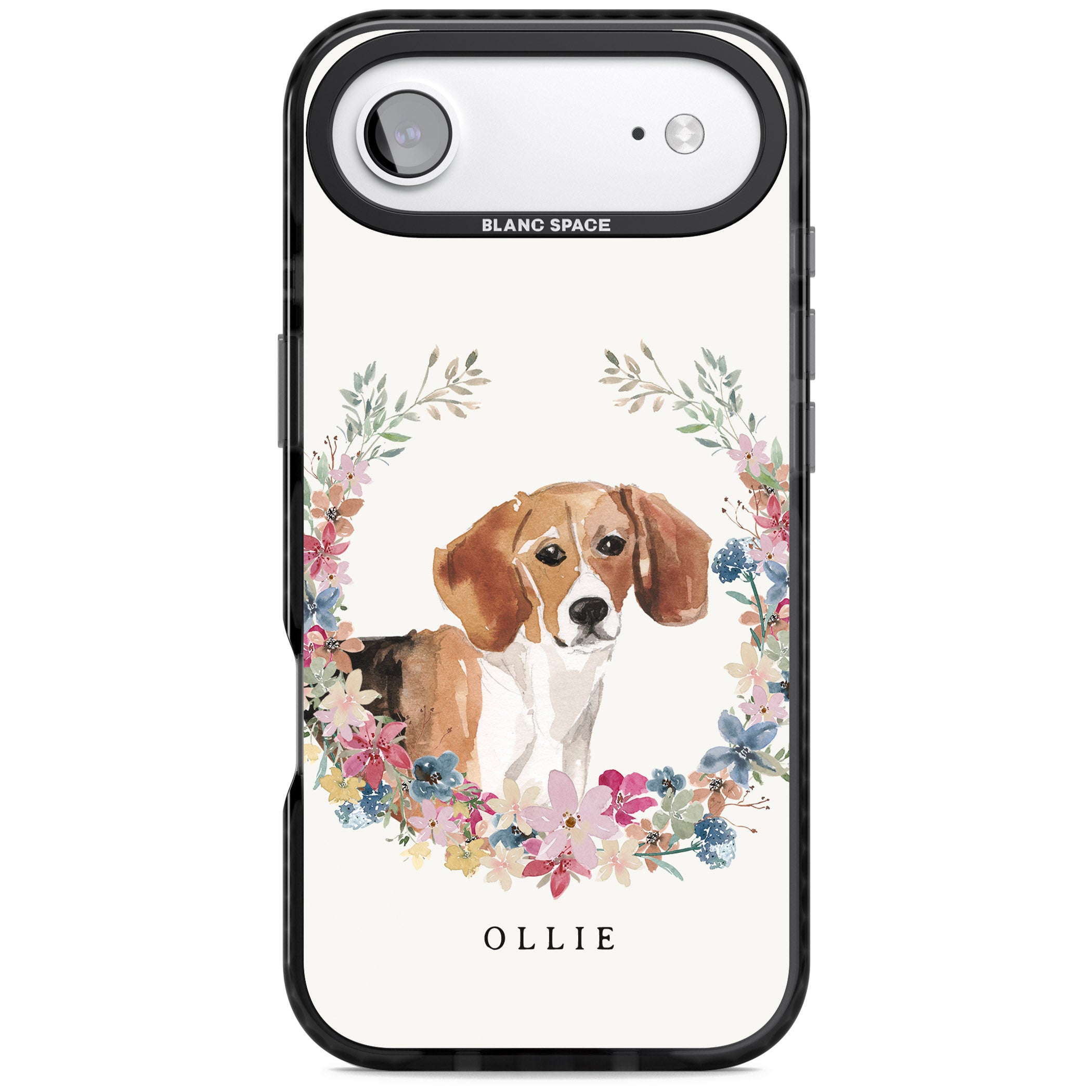 Personalised Beagle Floral Portrait iPhone 17 Air Impact Pro Black Phone Case