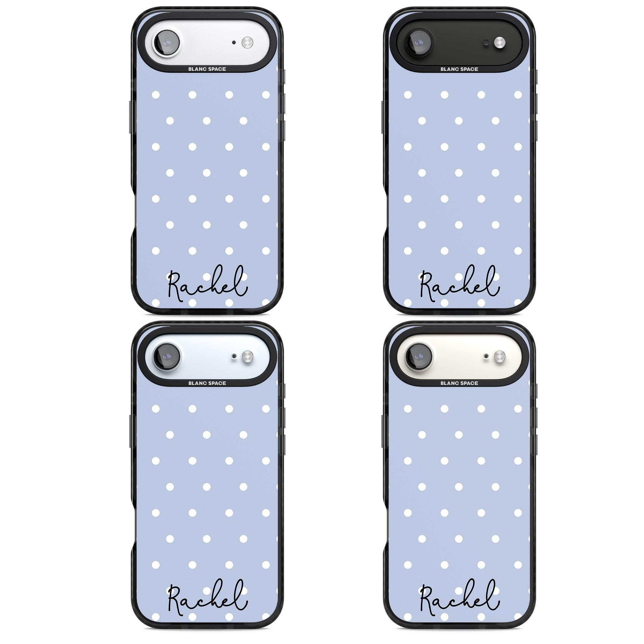 Personalised Simple Light Blue Dots iPhone 17 Air Impact Pro Black Phone Case APT Impact Protection