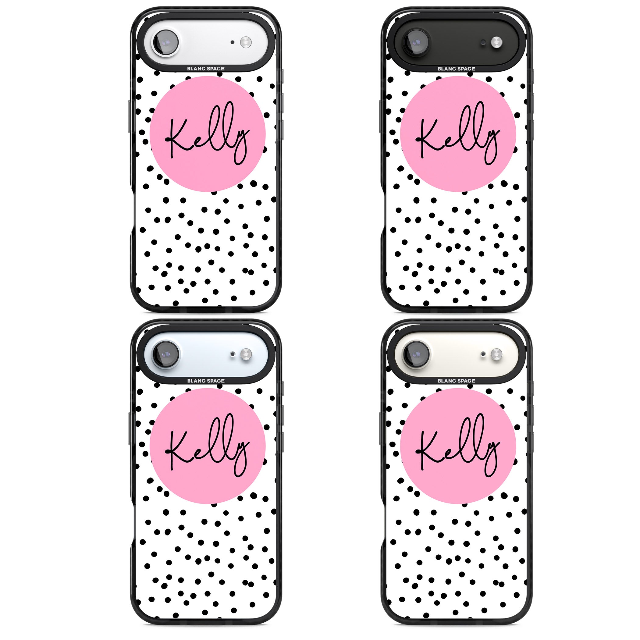 Personalised Pink Circle & Dots iPhone 17 Air Impact Pro Black Phone Case APT Impact Protection