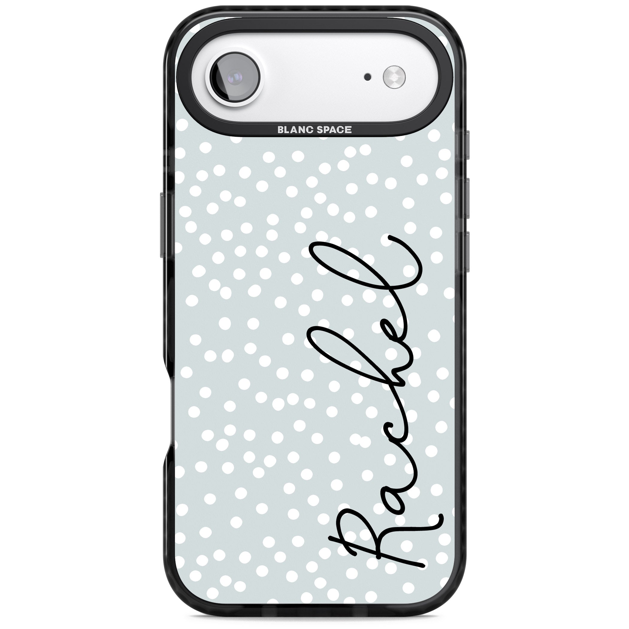 Personalised Vertical Cursive & Dots iPhone 17 Air Impact Pro Black Phone Case