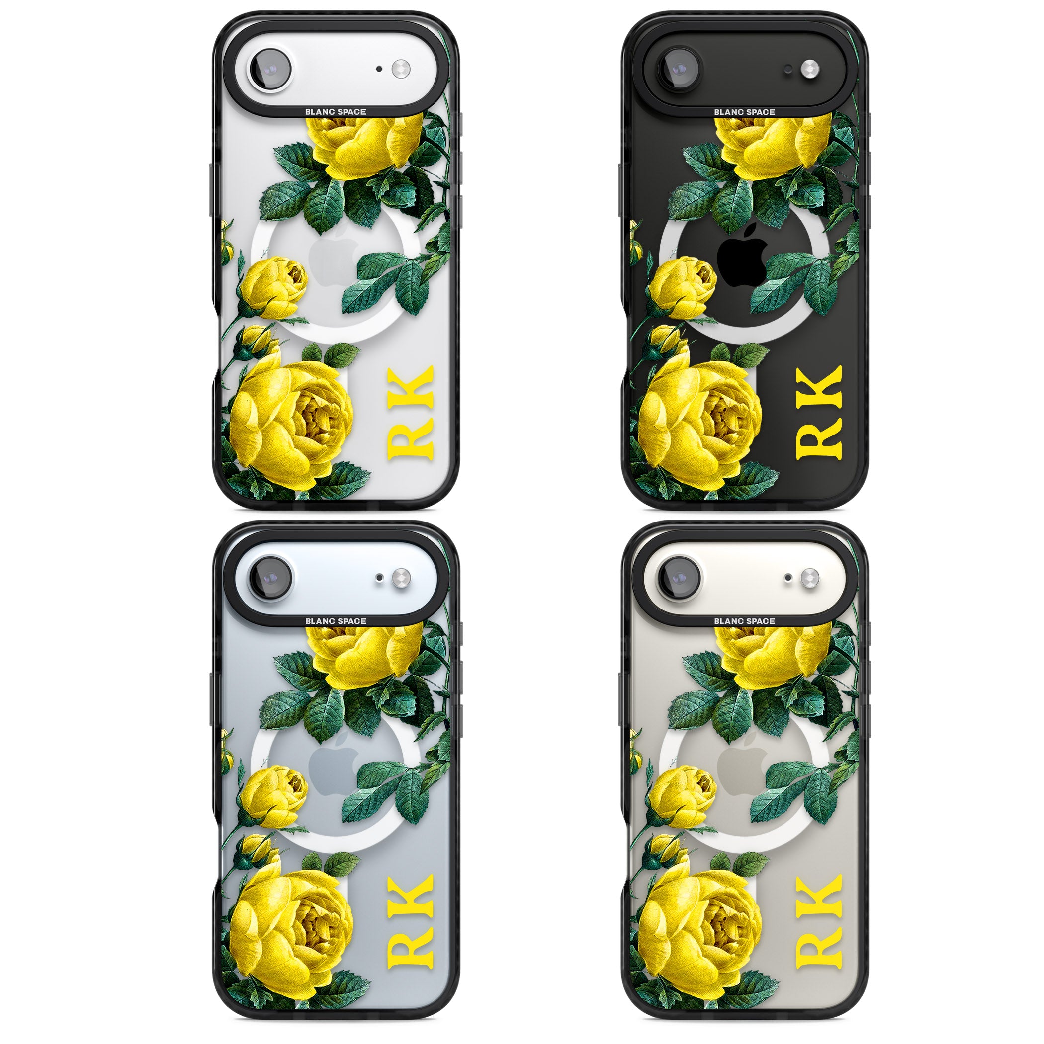 Personalised Vintage Floral Yellow Roses iPhone 17 Air Impact Pro Black Phone Case APT Impact Protection