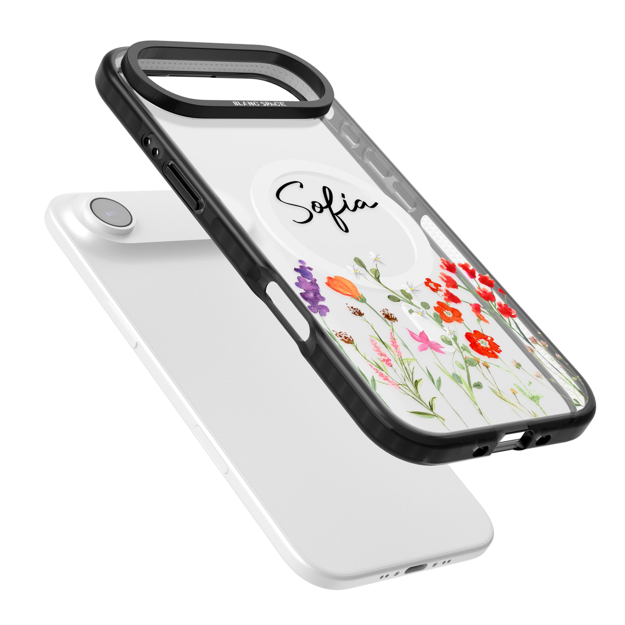 Personalised Spring Wildflowers iPhone 17 Air Impact Pro Black Phone Case Colours
