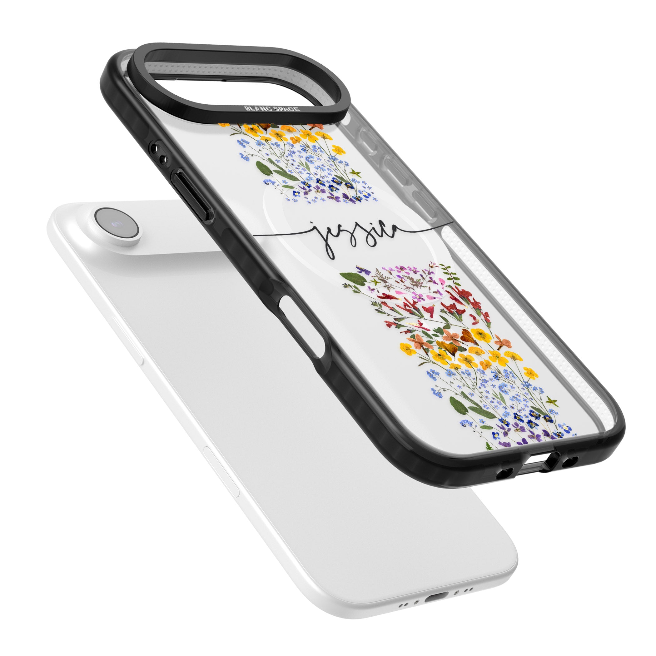 Personalised Wildflower Stripe iPhone 17 Air Impact Pro Black Phone Case Colours