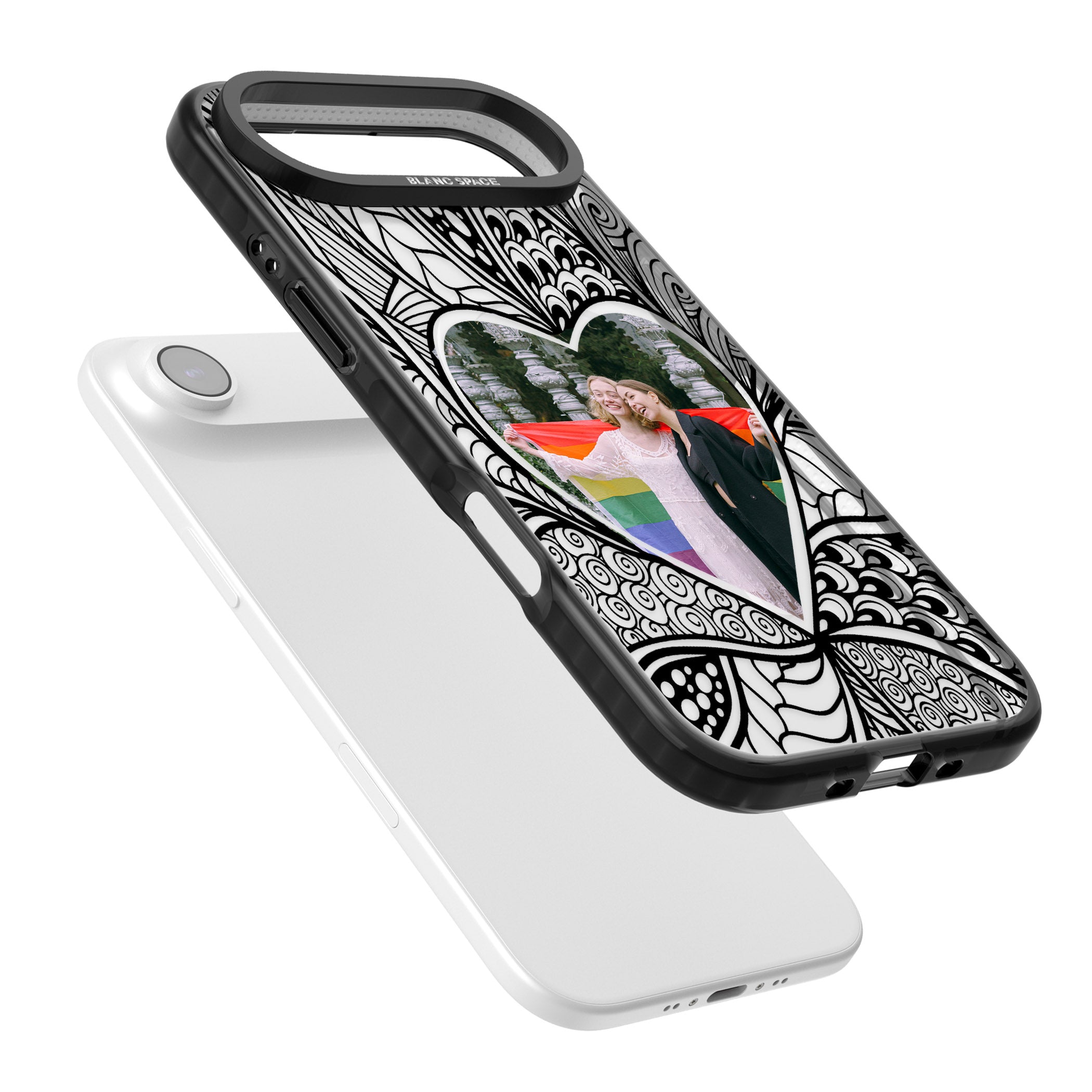 Personalised Henna Heart Photo Case iPhone 17 Air Impact Pro Black Phone Case Colours