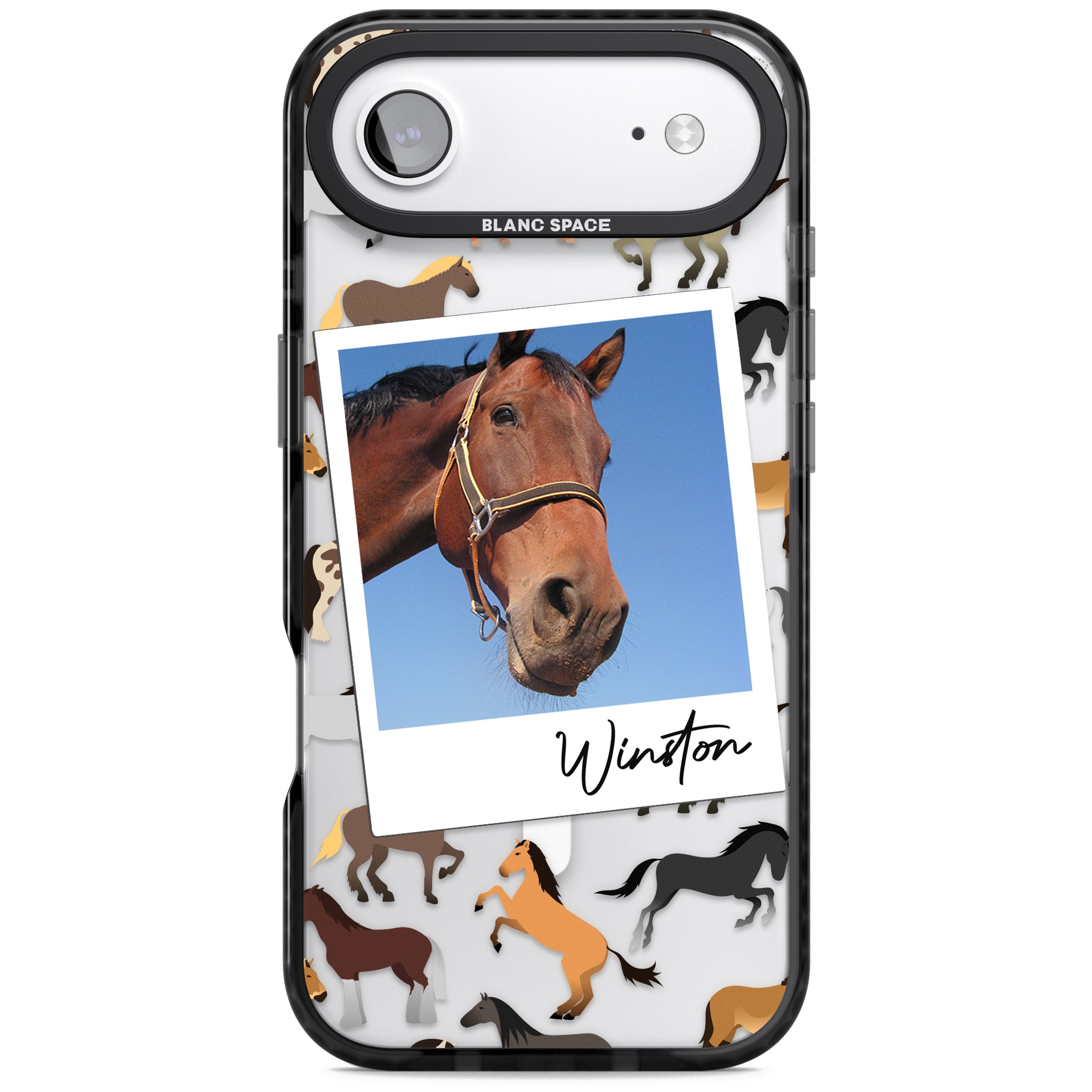 Personalised Horse Polaroid iPhone 17 Air Impact Pro Black Phone Case