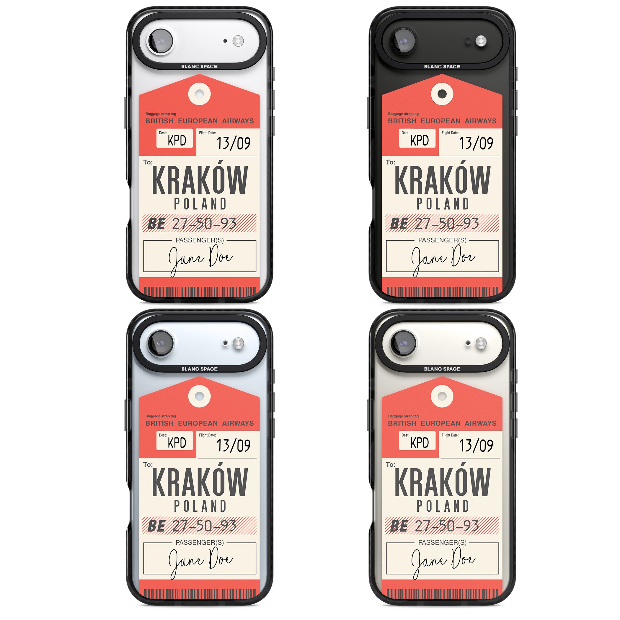 Personalised Vintage Bea Luggage Tag iPhone 17 Air Impact Pro Black Phone Case APT Impact Protection