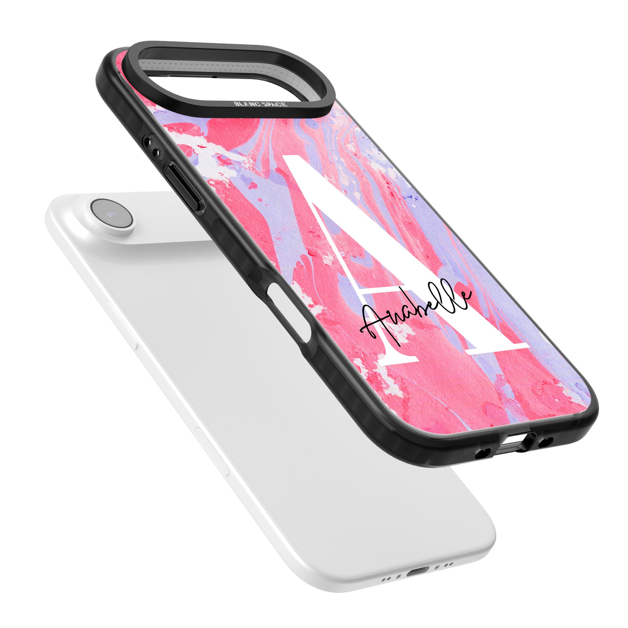 Personalised Pink & Purple Marble iPhone 17 Air Impact Pro Black Phone Case Colours