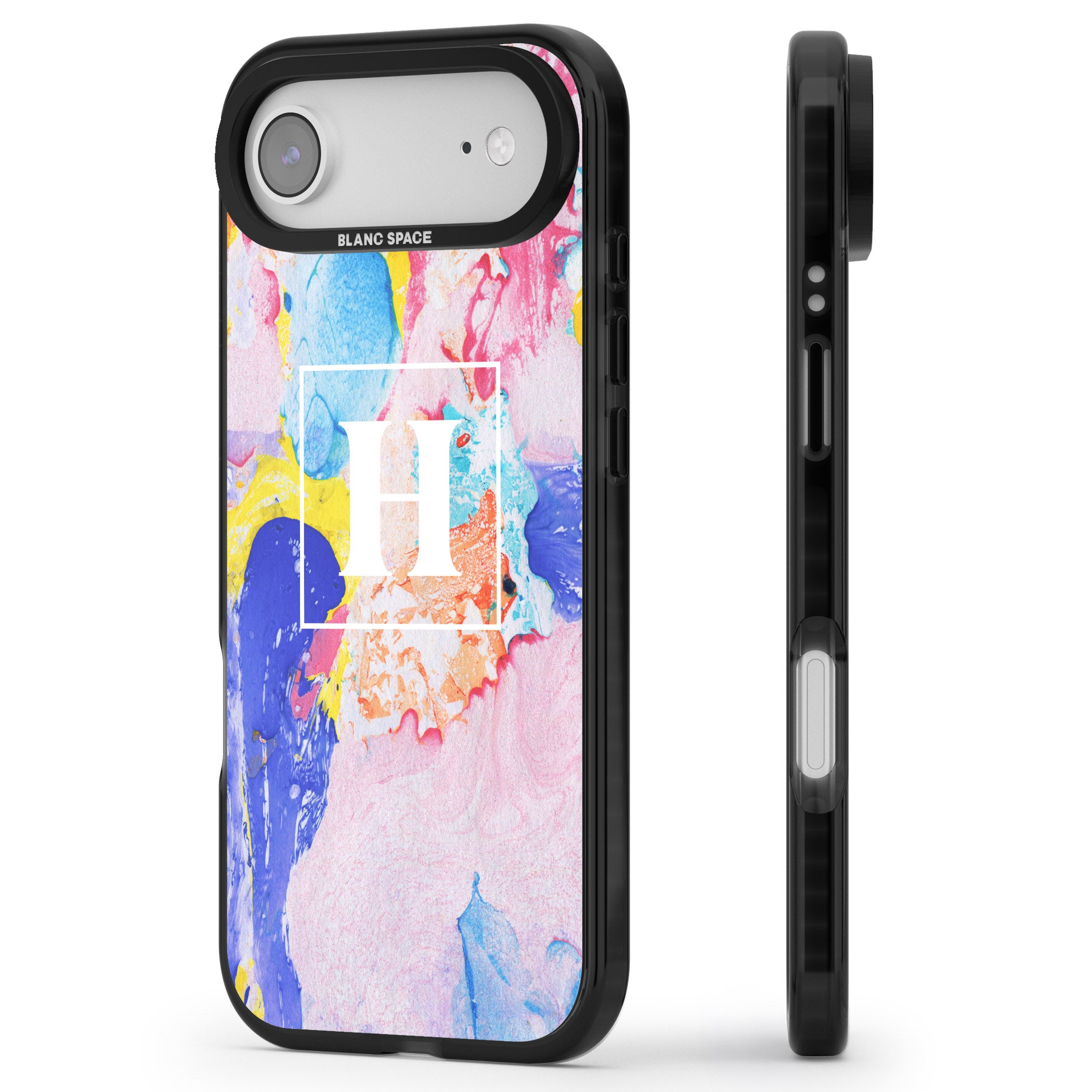 Personalised Pastel Marble Mix iPhone 17 Air Impact Pro Black Phone Case Side Profile