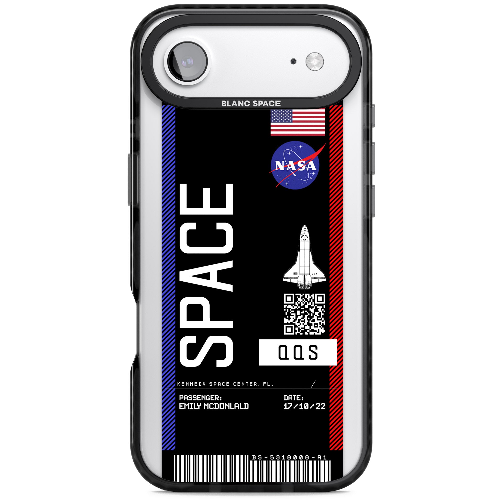 Personalised Nasa Boarding Pass (Dark) iPhone 17 Air Impact Pro Black Phone Case