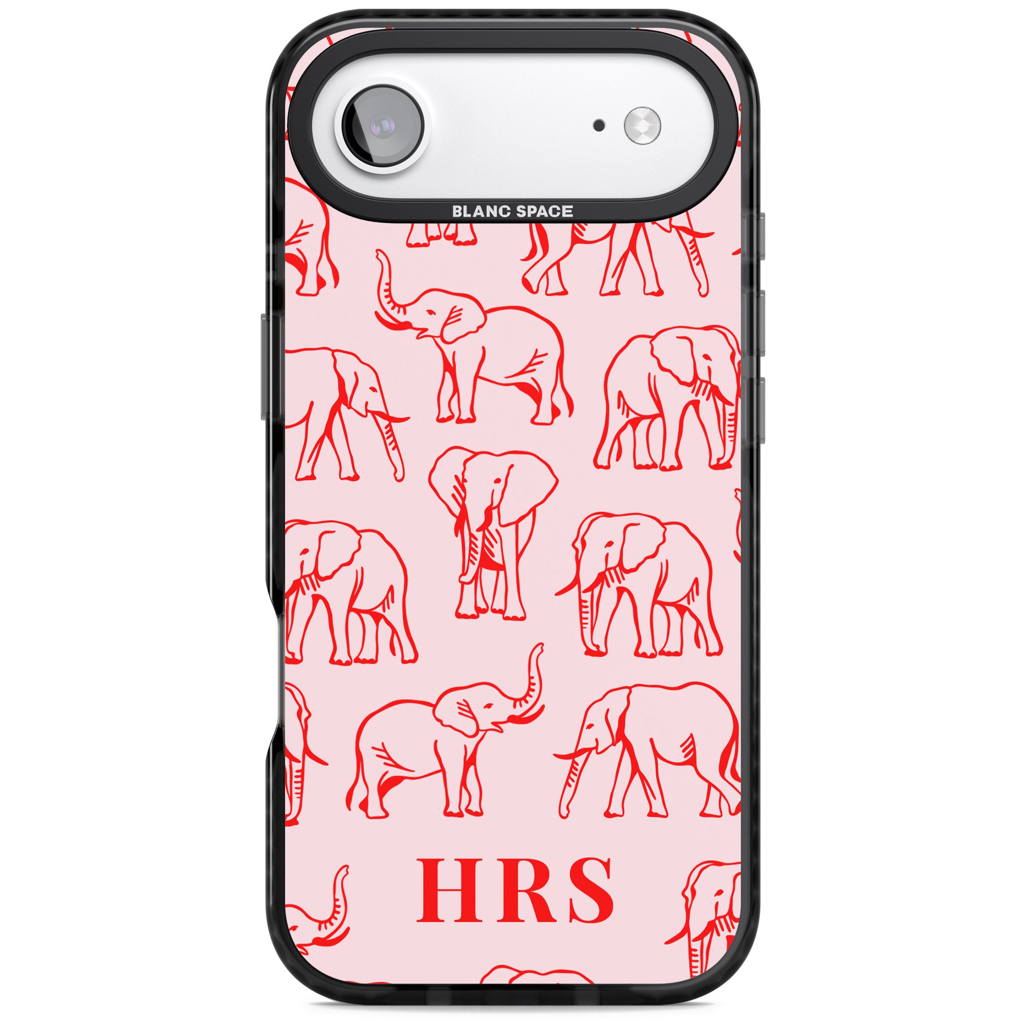 Personalised Red Elephant Outline iPhone 17 Air Impact Pro Black Phone Case