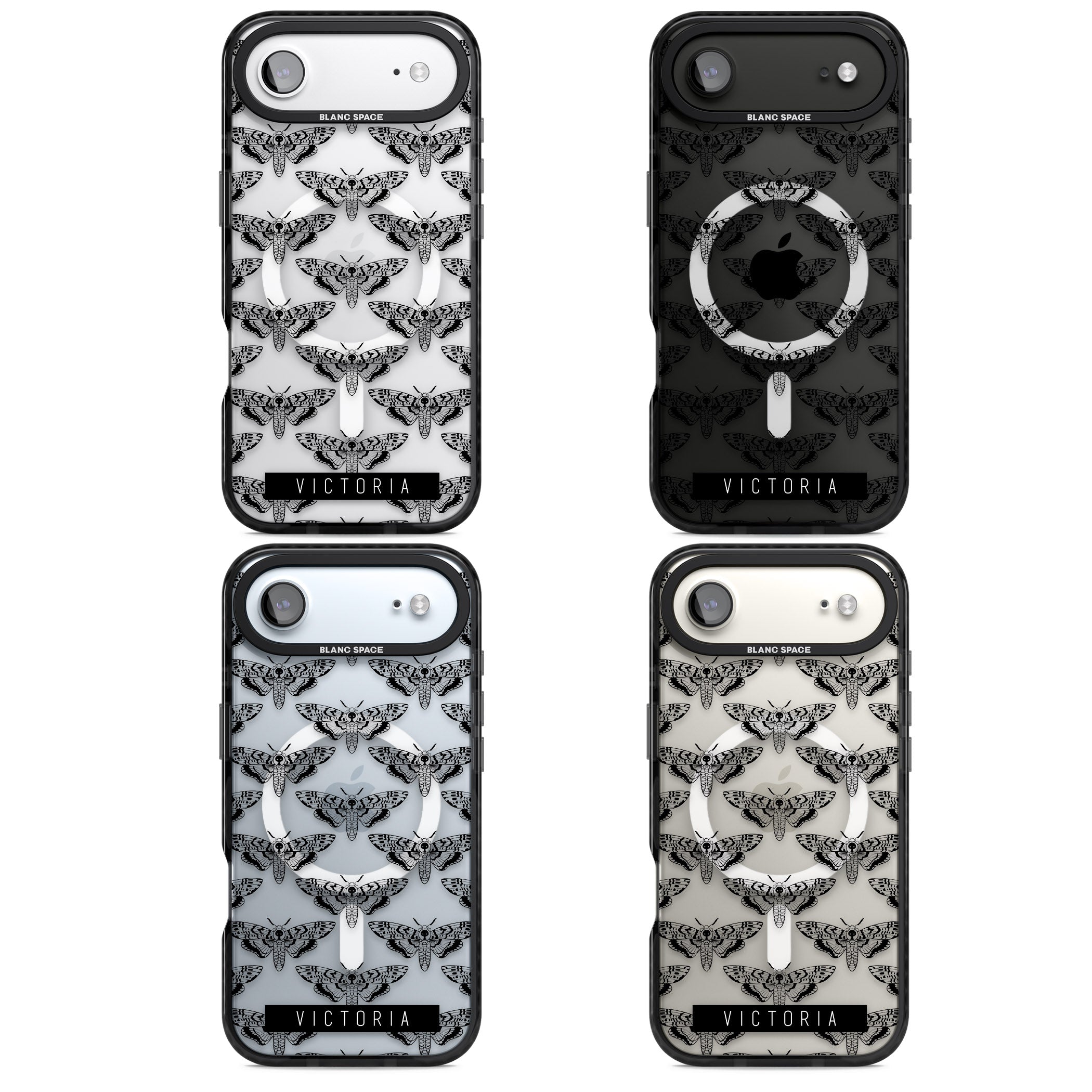 Personalised Hawk Moth Pattern iPhone 17 Air Impact Pro Black Phone Case APT Impact Protection