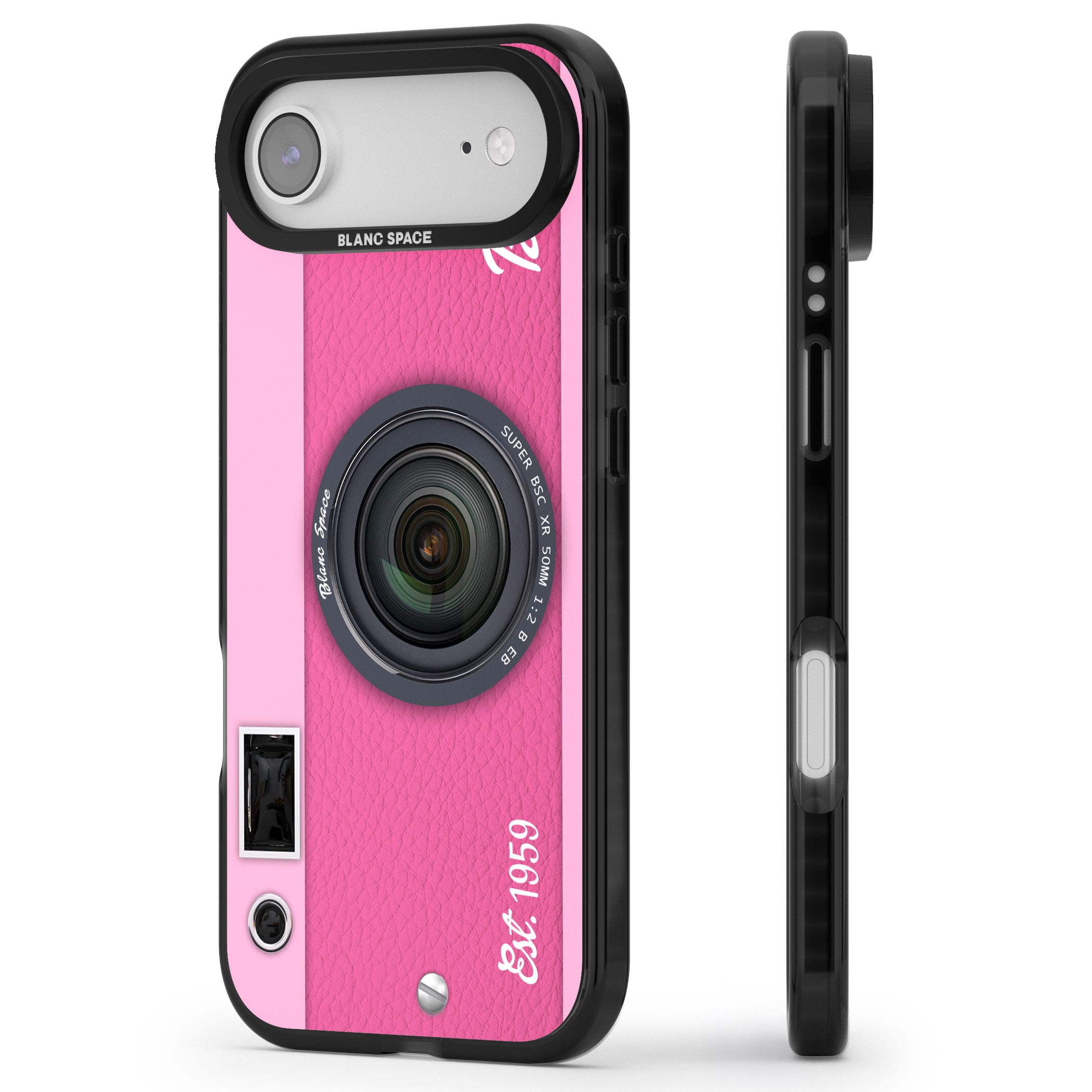 Personalised Pink Dream Camera iPhone 17 Air Impact Pro Black Phone Case Side Profile