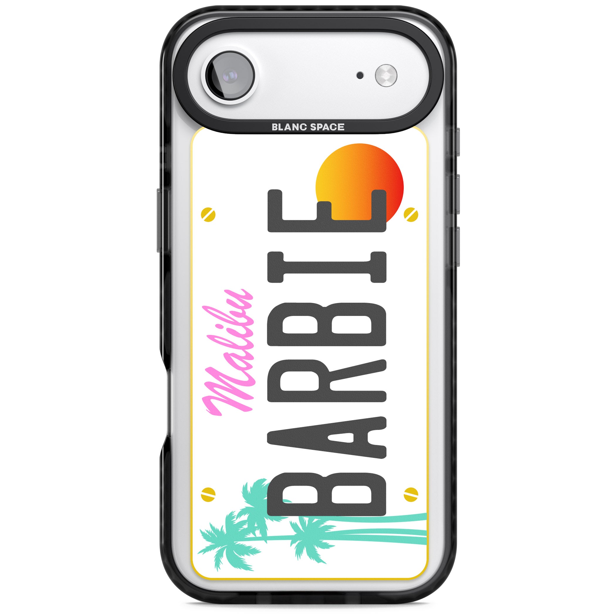 Personalised Malibu License Plate iPhone 17 Air Impact Pro Black Phone Case