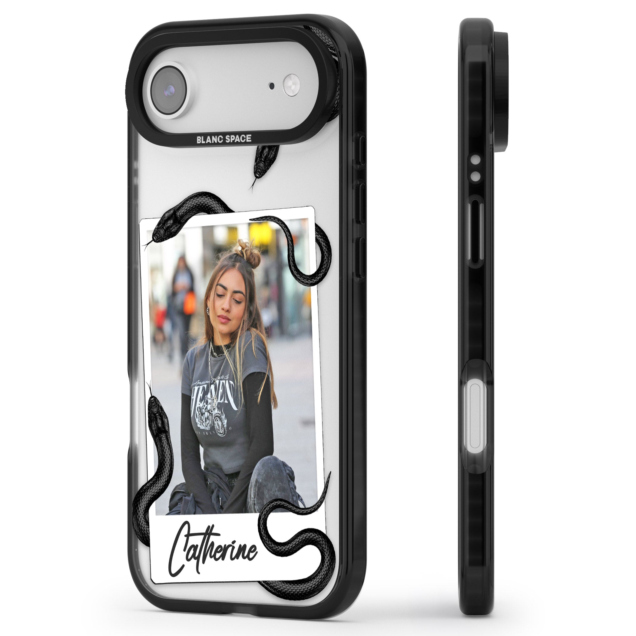 Personalised Snake Instant Photo iPhone 17 Air Impact Pro Black Phone Case Side Profile