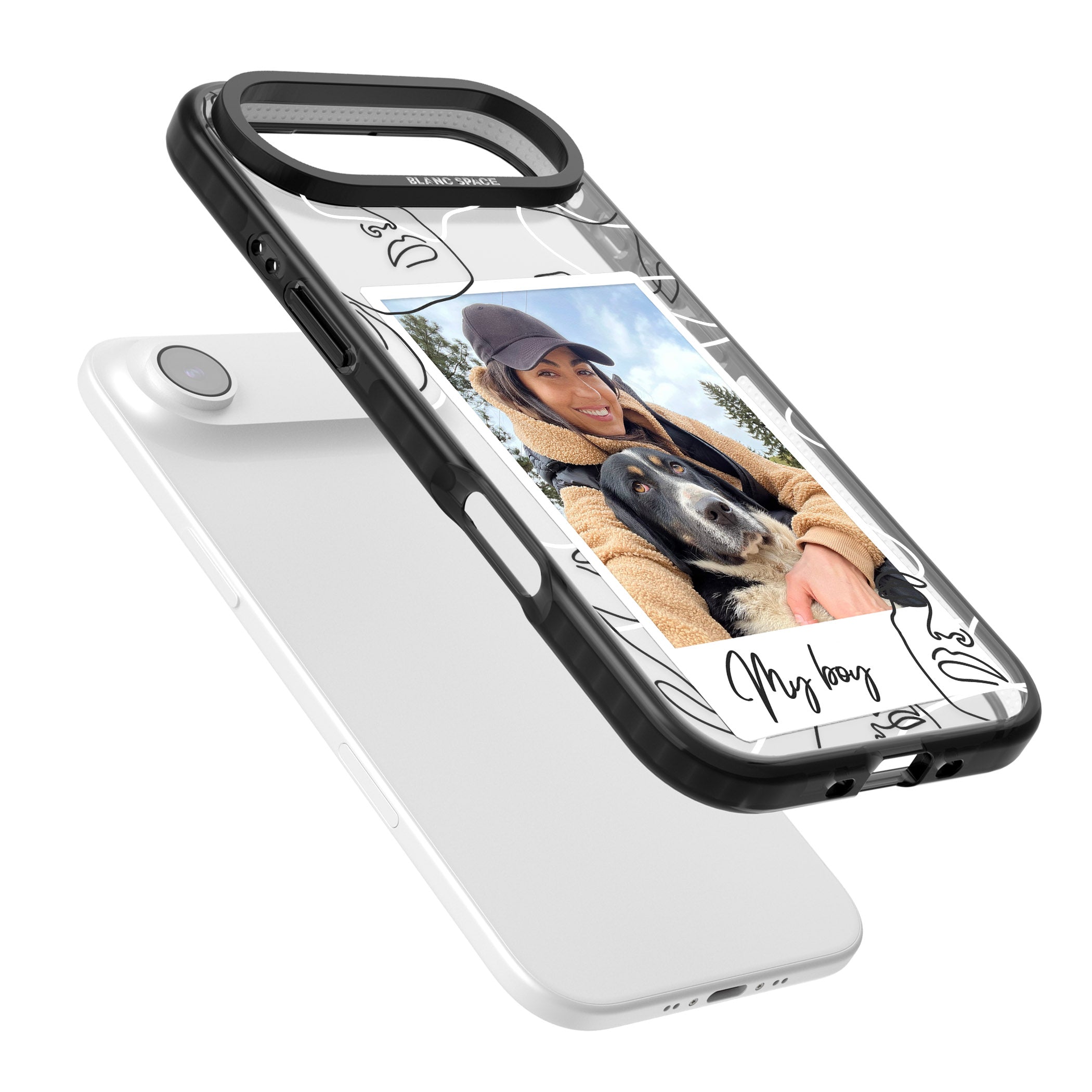 Personalised Abstract Faces Instant Photo iPhone 17 Air Impact Pro Black Phone Case Colours