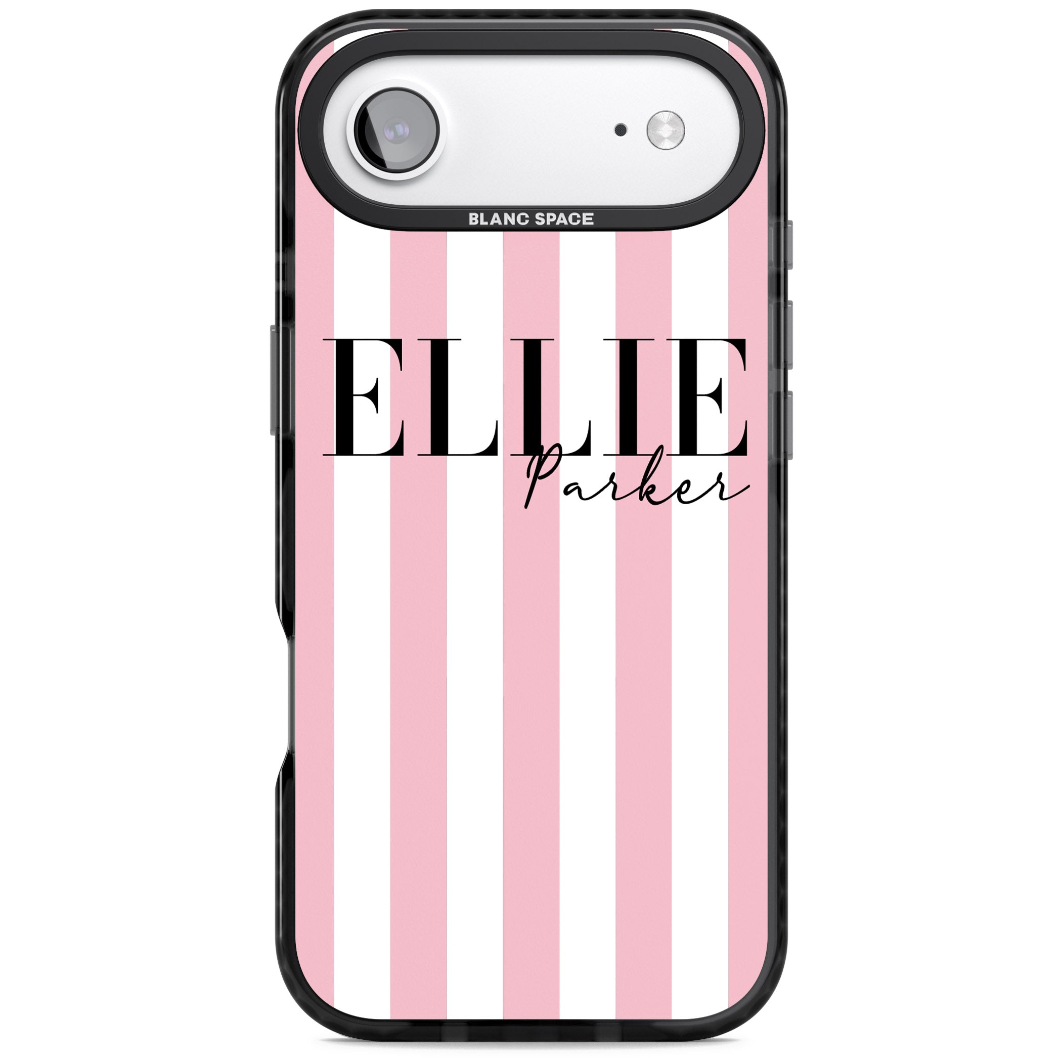 Personalised Pink Stripes iPhone 17 Air Impact Pro Black Phone Case