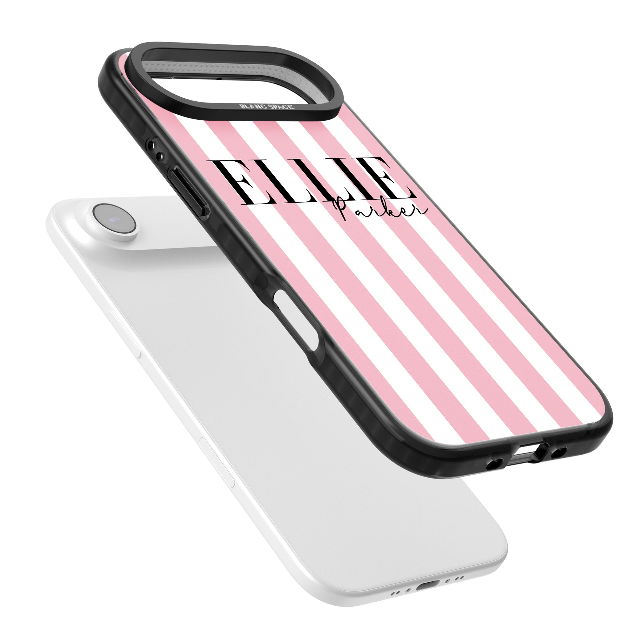 Personalised Pink Stripes iPhone 17 Air Impact Pro Black Phone Case Colours