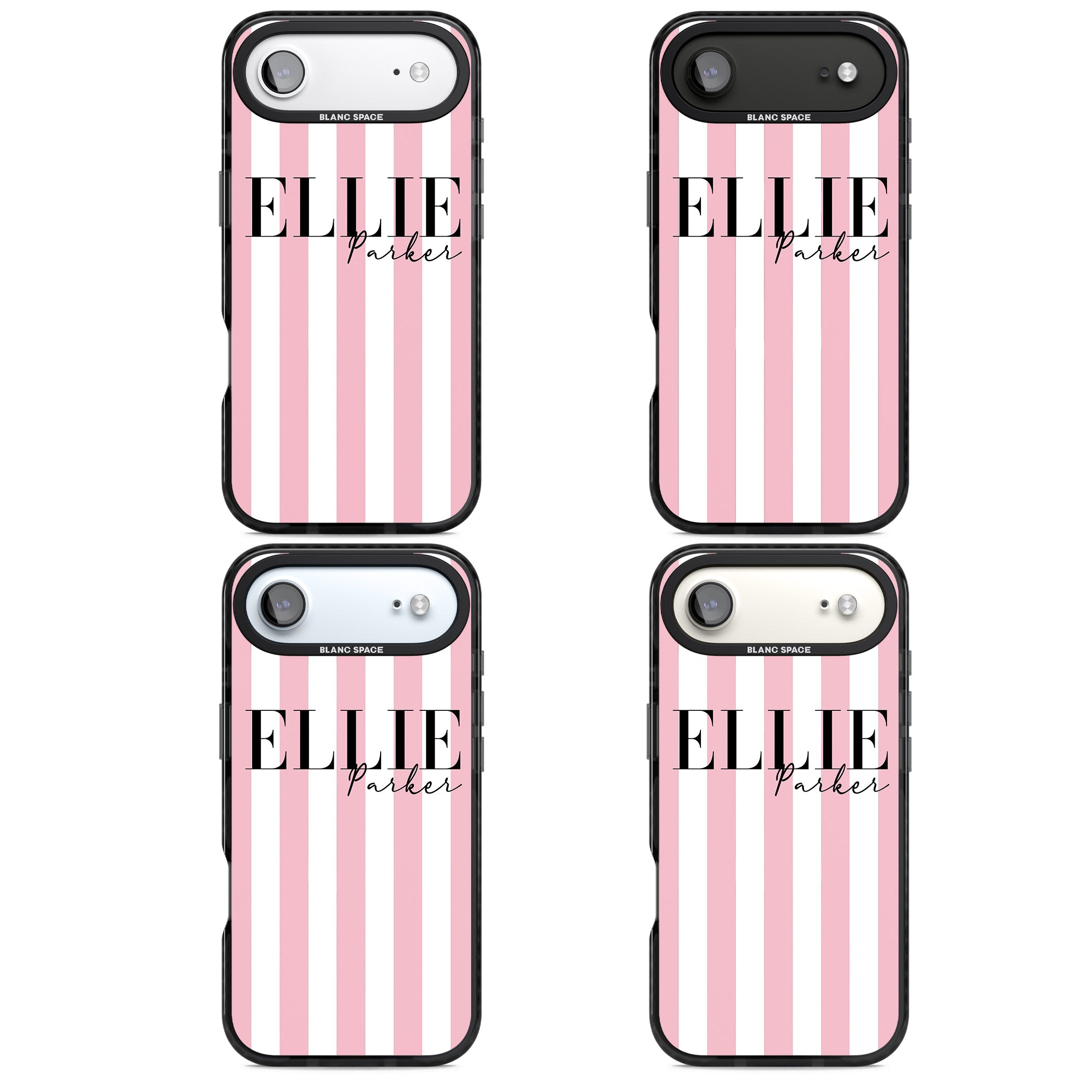 Personalised Pink Stripes iPhone 17 Air Impact Pro Black Phone Case APT Impact Protection