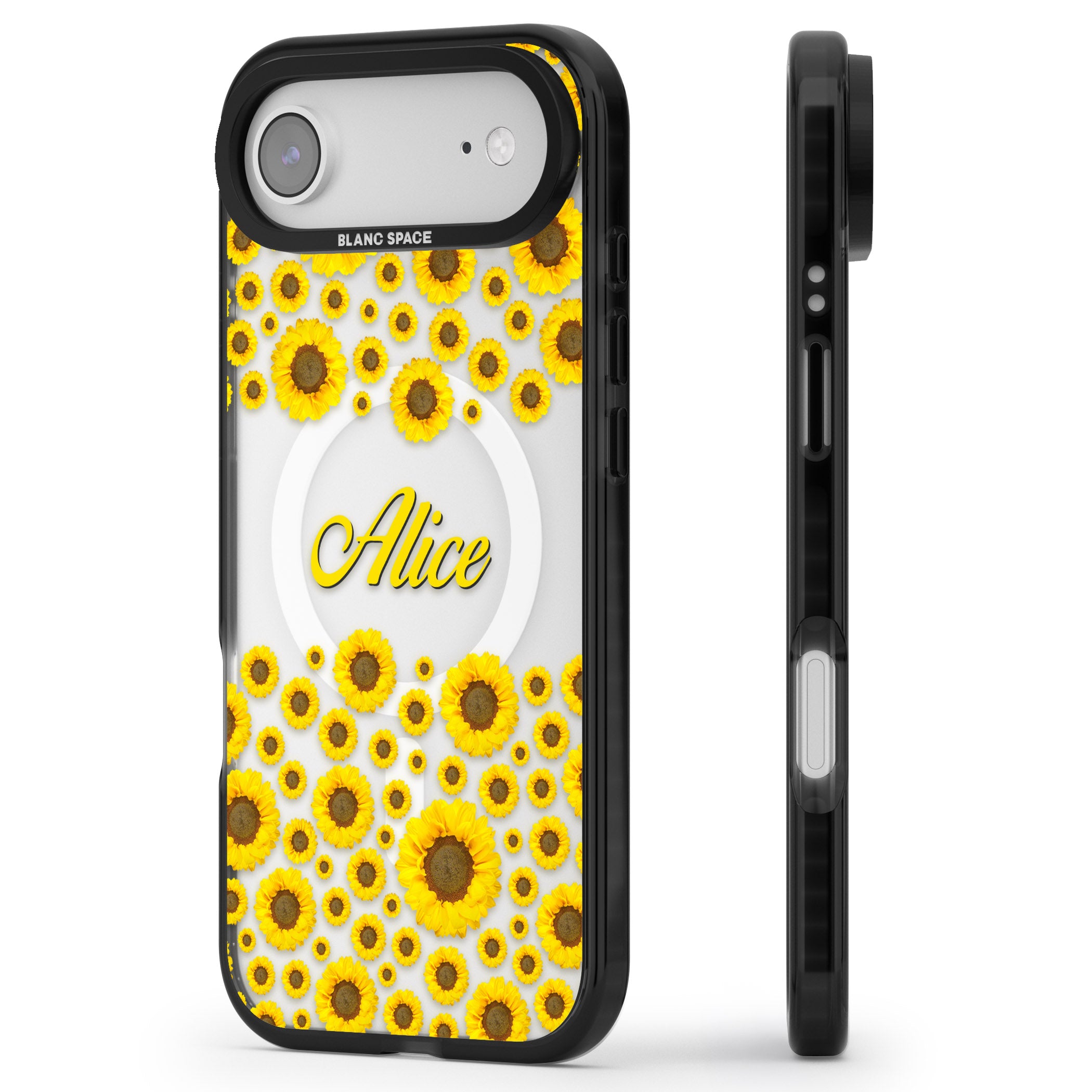Personalised Sunflowers iPhone 17 Air Impact Pro Black Phone Case Side Profile