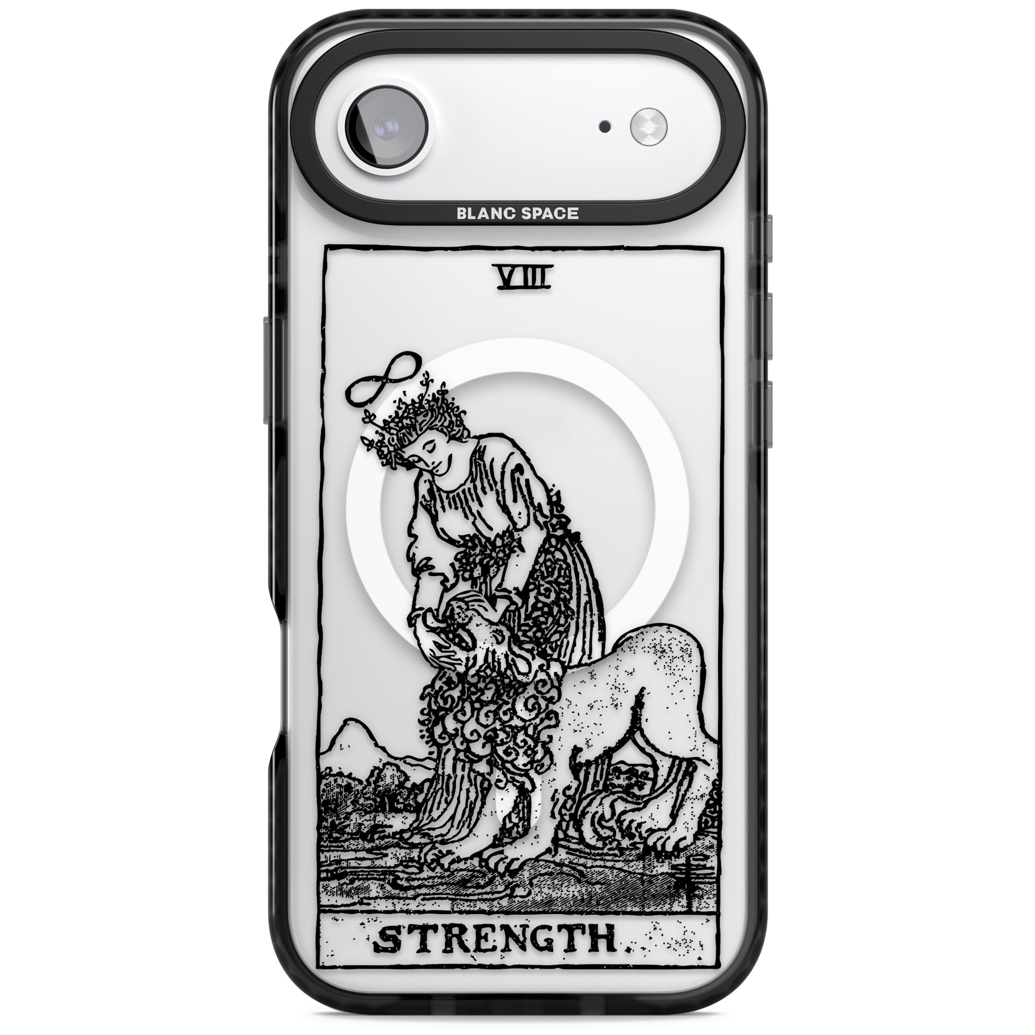 Personalised Strength Tarot Card (Clear) iPhone 17 Air Impact Pro Black Phone Case