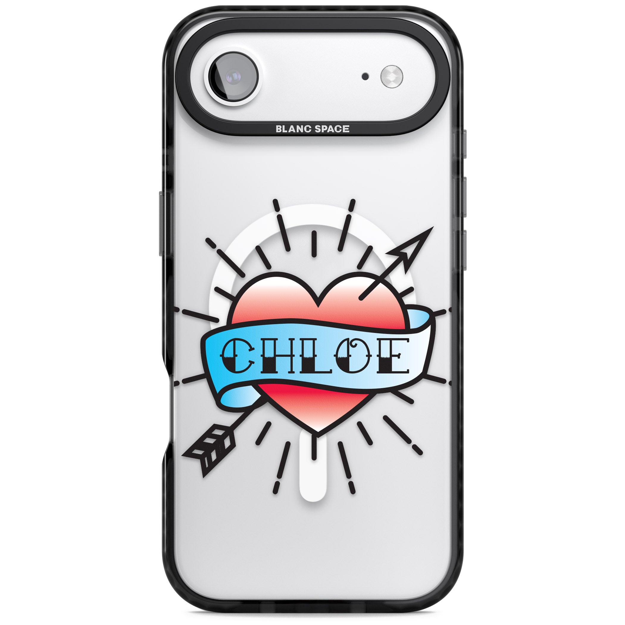 Personalised Heart Tattoo iPhone 17 Air Impact Pro Black Phone Case