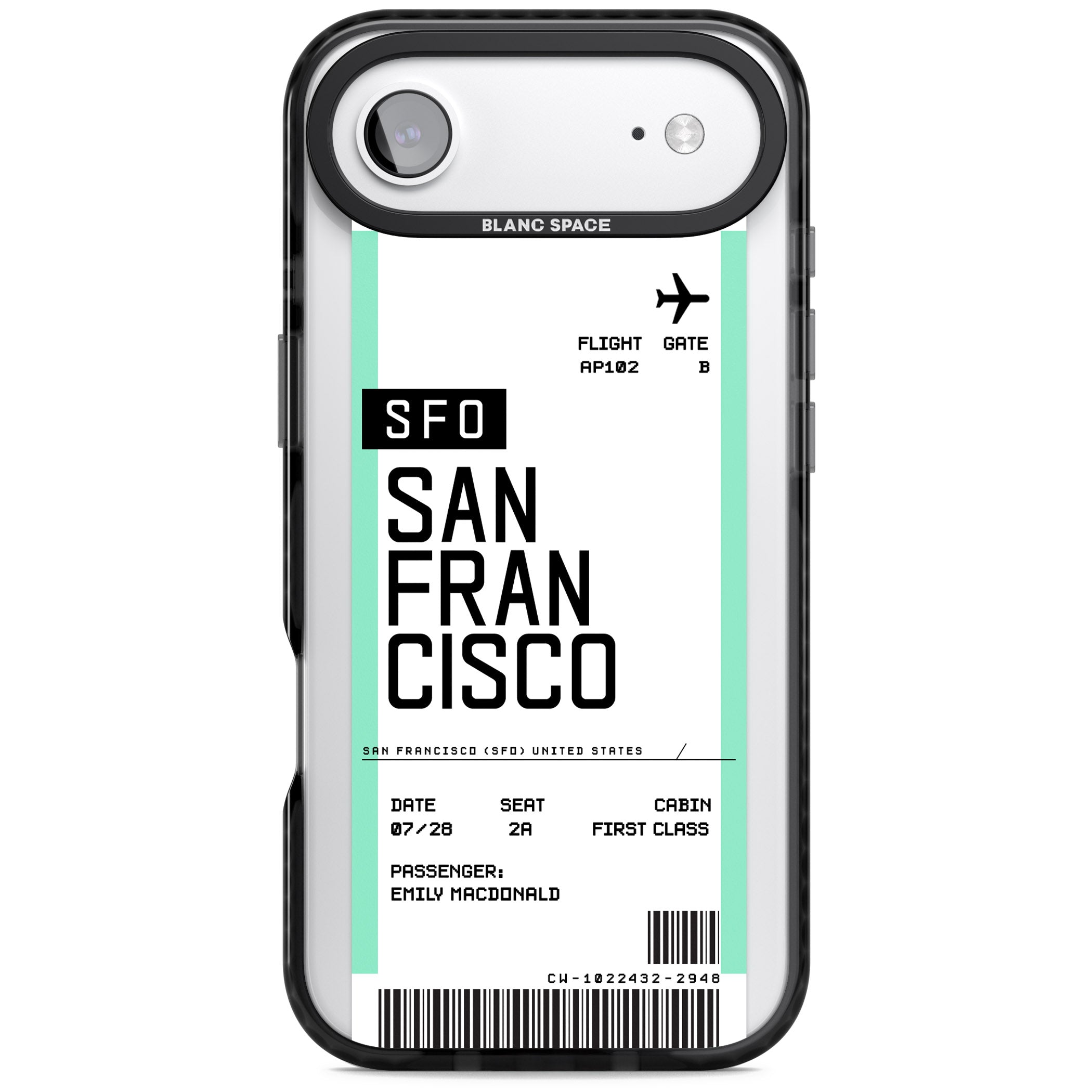 Personalised San Francisco Boarding Pass iPhone 17 Air Impact Pro Black Phone Case