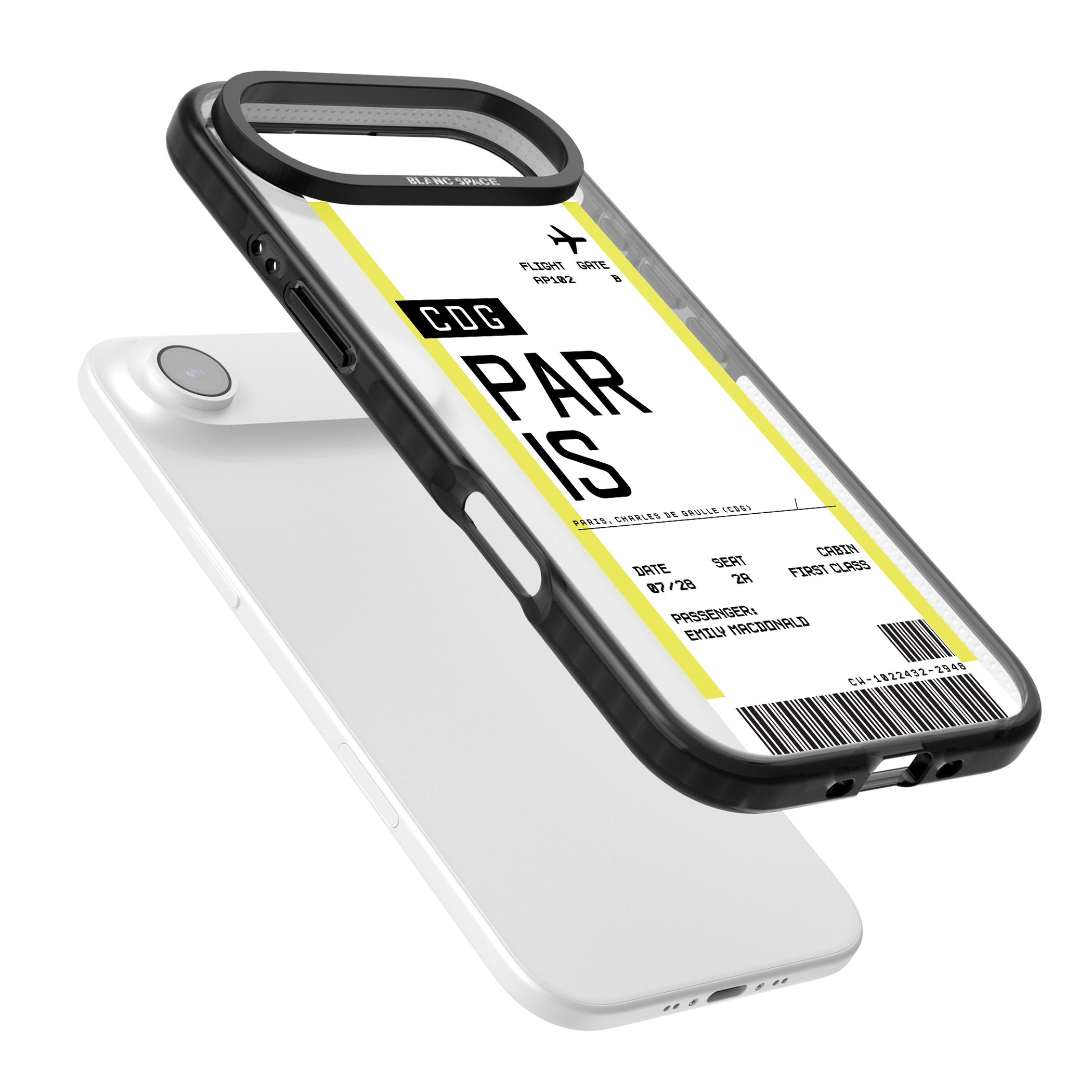 Personalised Paris Boarding Pass iPhone 17 Air Impact Pro Black Phone Case Colours