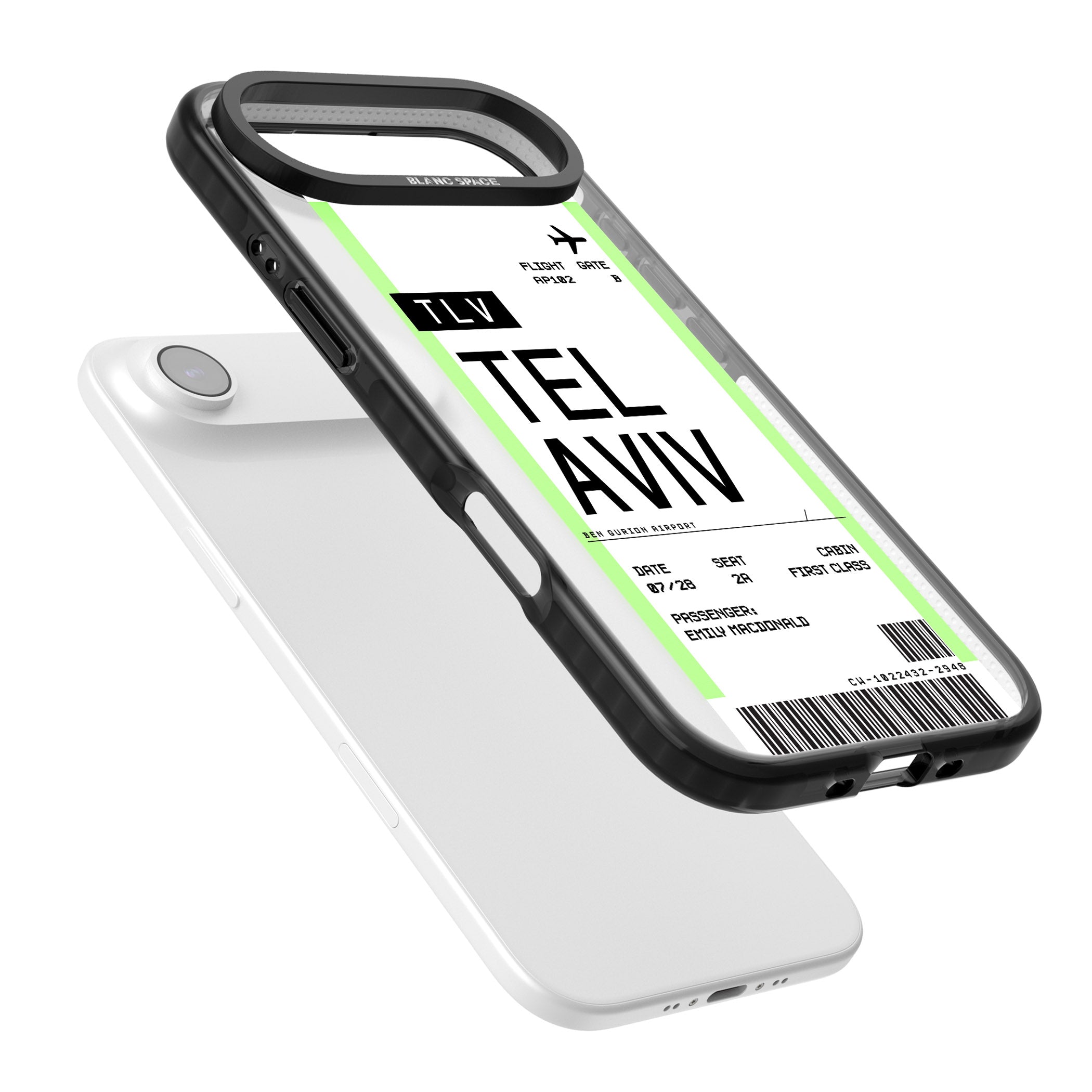 Personalised Tel Aviv Boarding Pass iPhone 17 Air Impact Pro Black Phone Case Colours