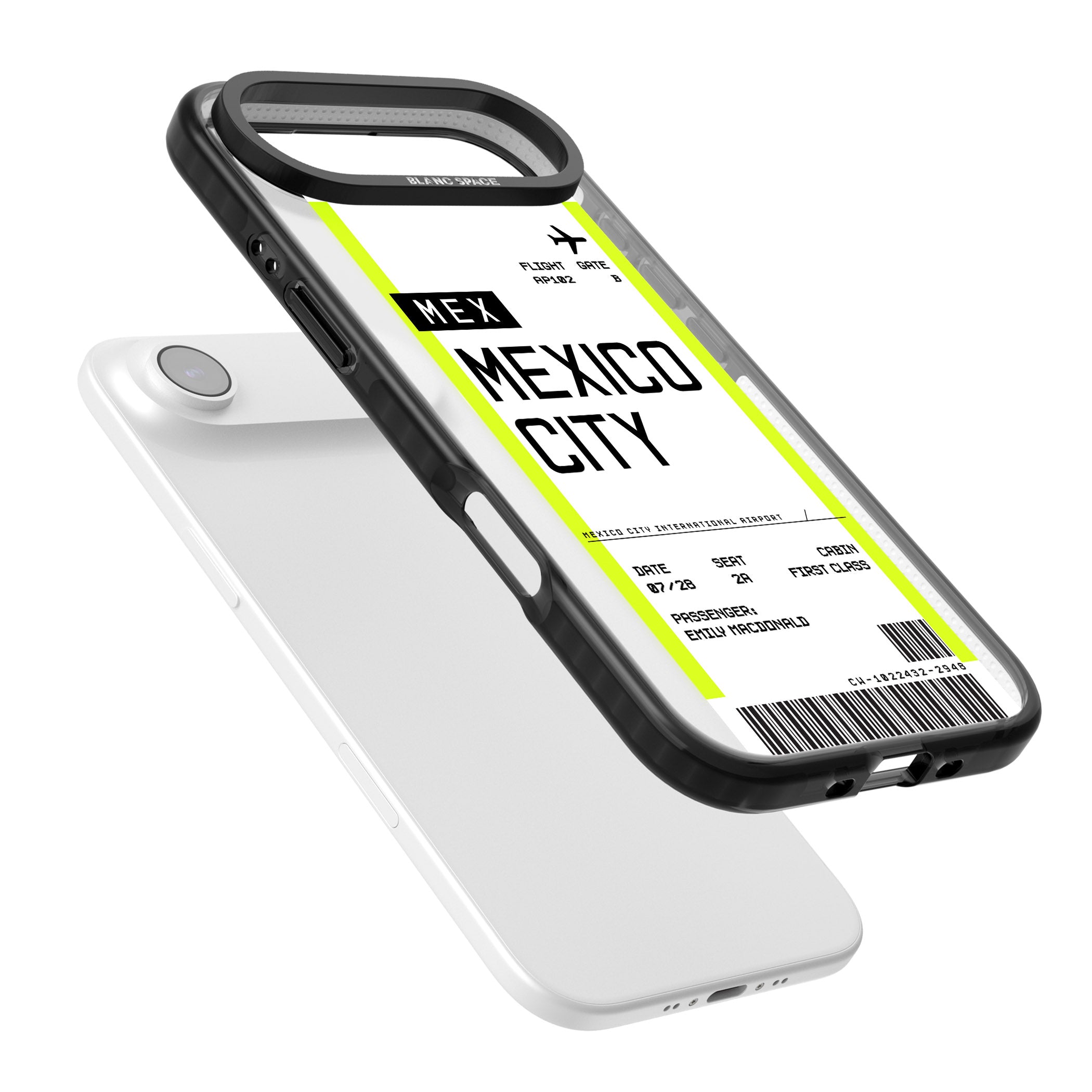 Personalised Mexico City Boarding Pass iPhone 17 Air Impact Pro Black Phone Case Colours