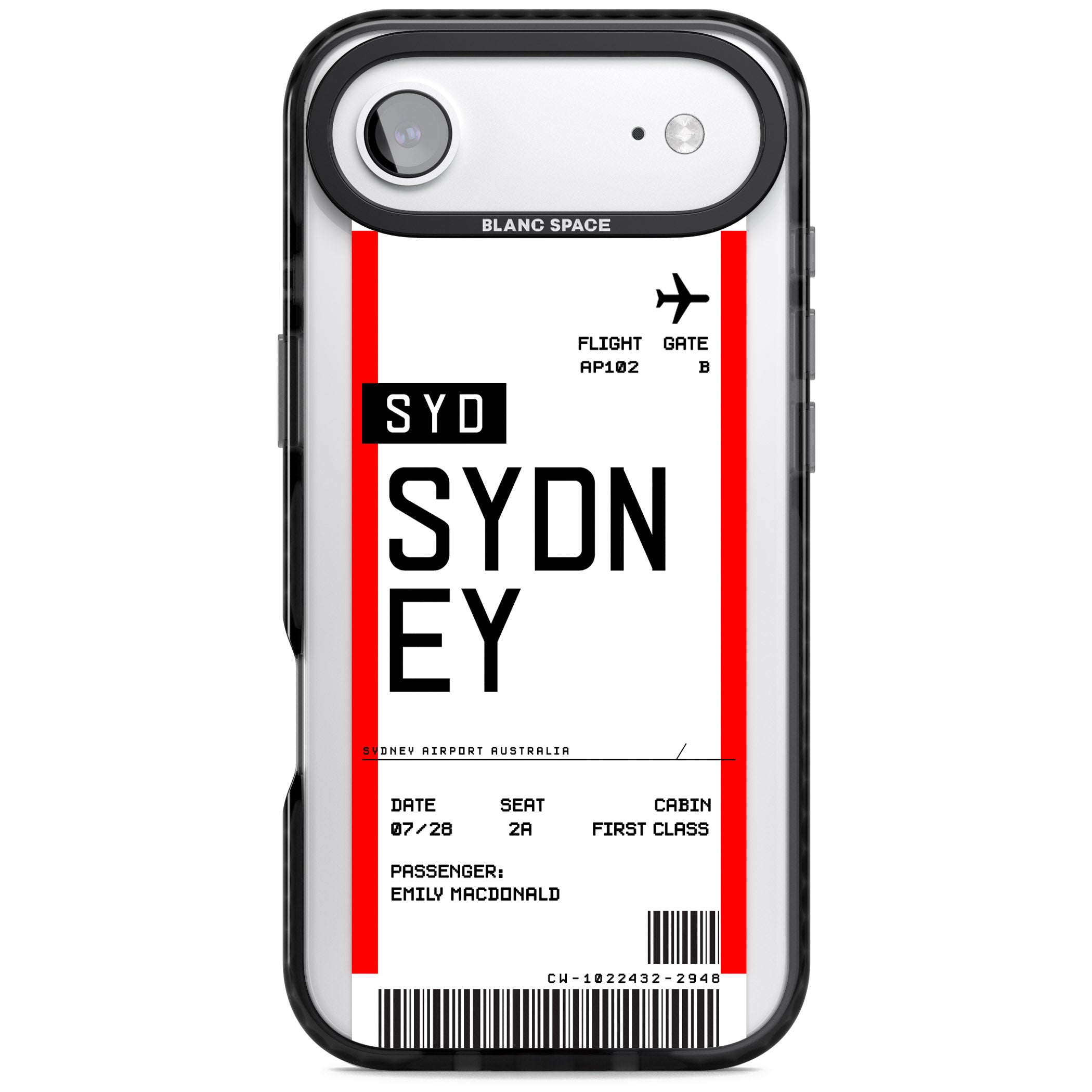 Personalised Sydney Boarding Pass iPhone 17 Air Impact Pro Black Phone Case